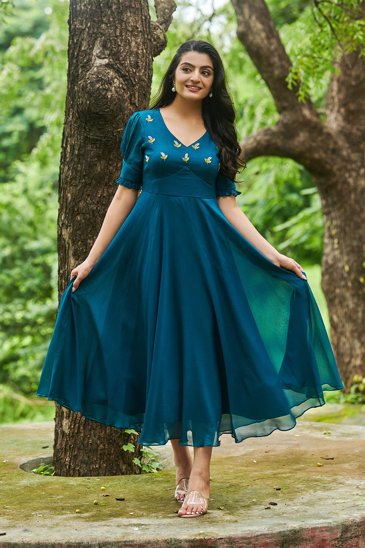 Indigo Georgette Frock | Georgeous Frock collection online