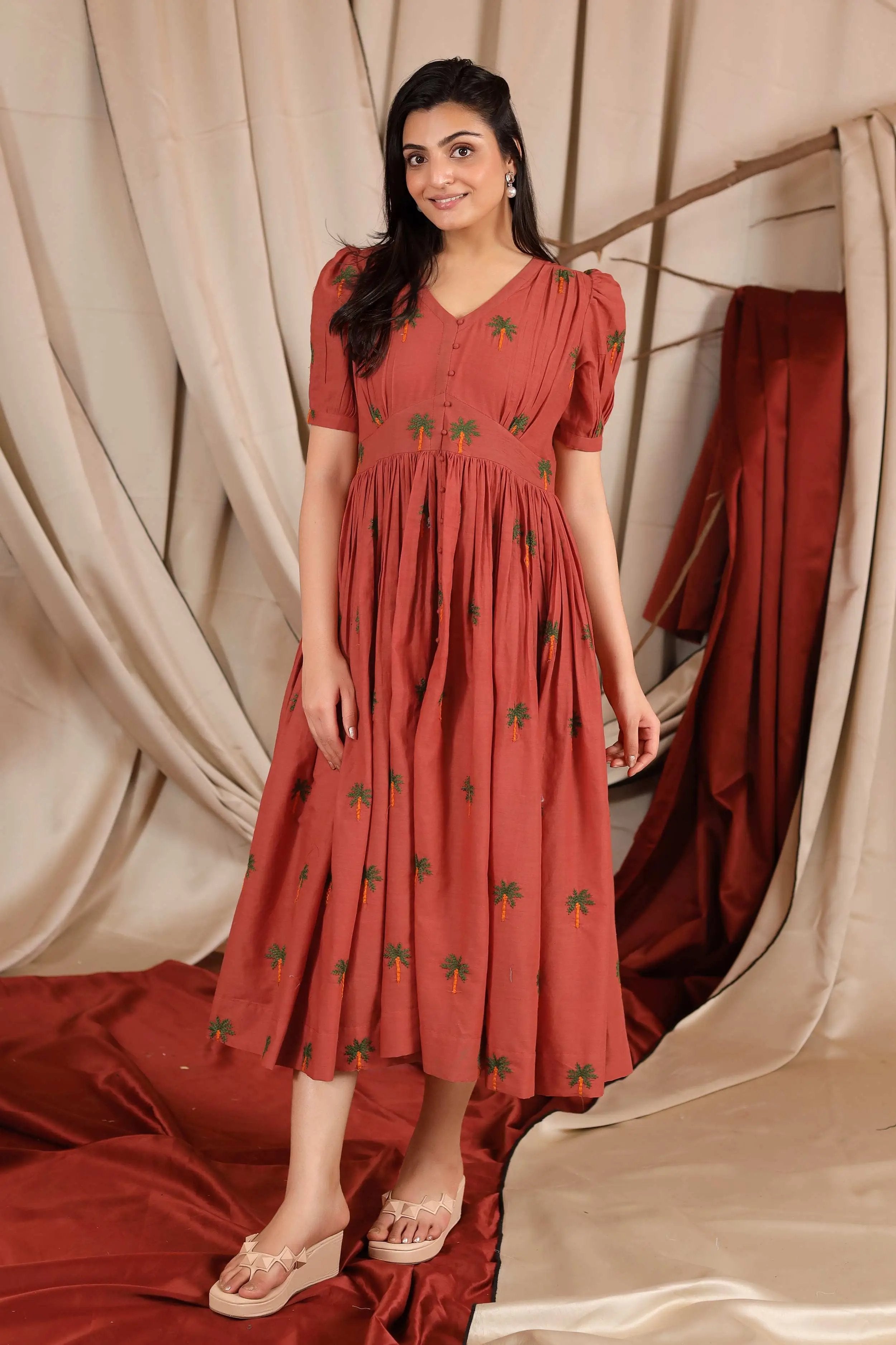 Exclusive Long Dresses Emily Summer Dress in Sunrise Orange