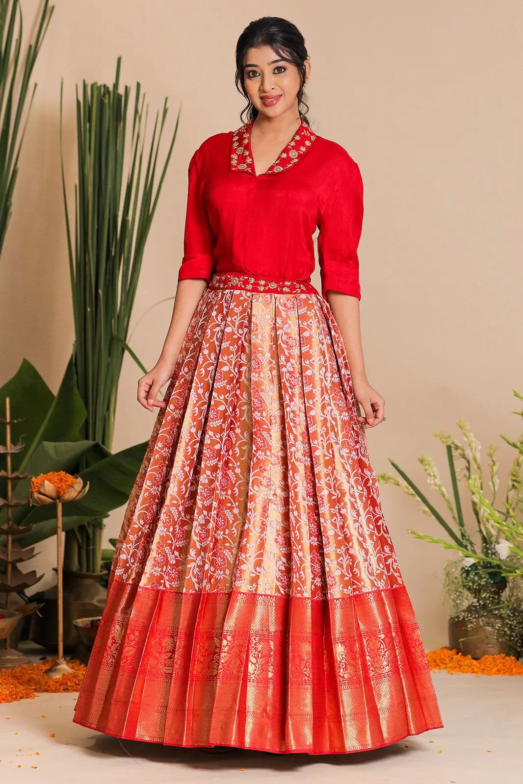 Exclusive Ethnic Dress Meera IndoWestern Lehenga Set at bullionknot