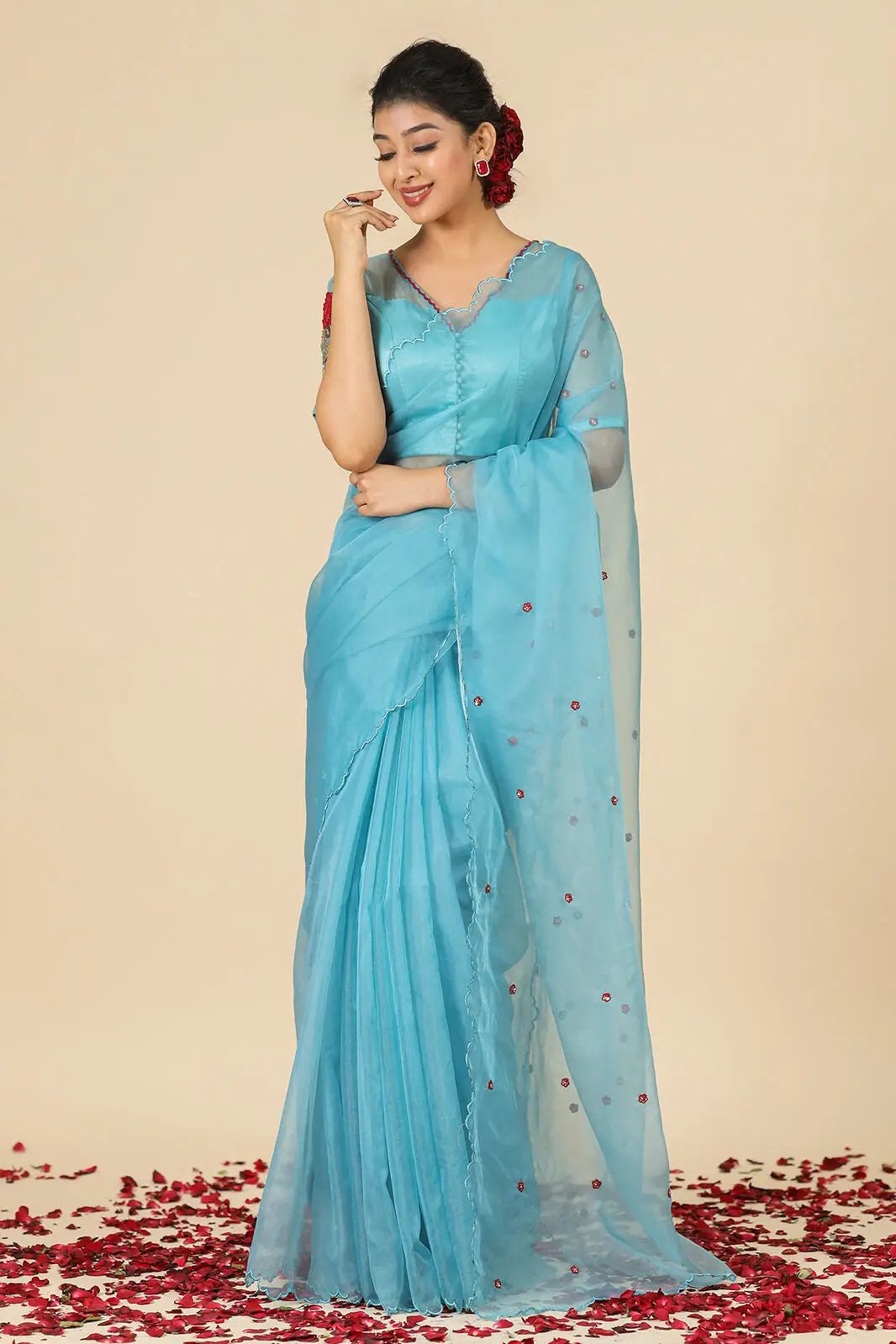 organza saree collection online at Bullionknot