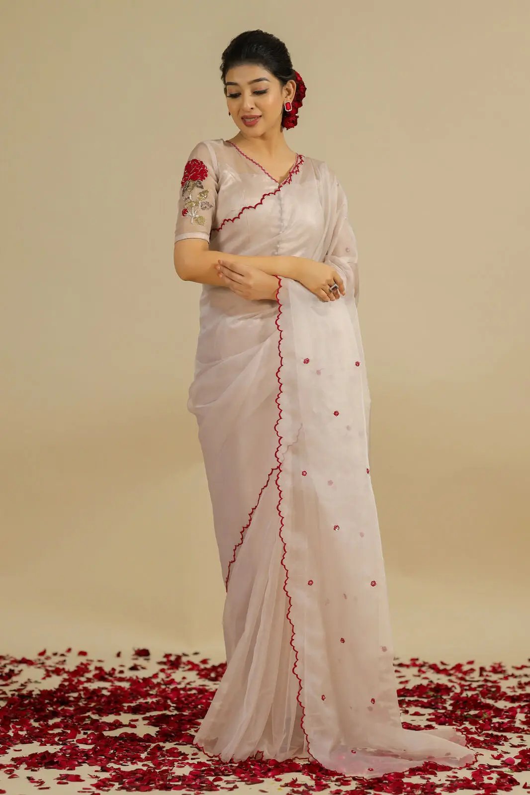 a woman in ivory Freedom Rose Organa Saree