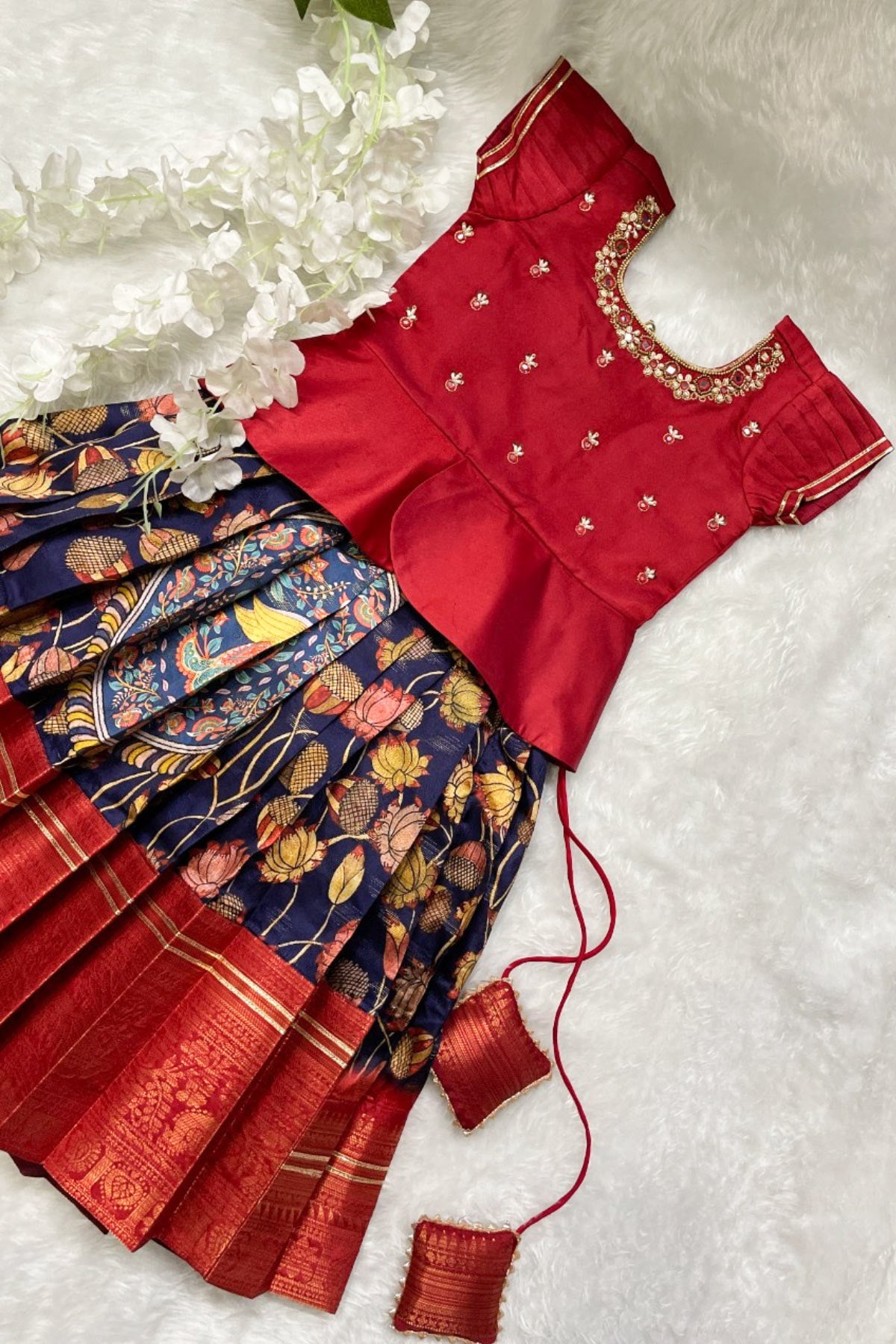 red BABY Hemgatra Lehenga Set - Bullionknot