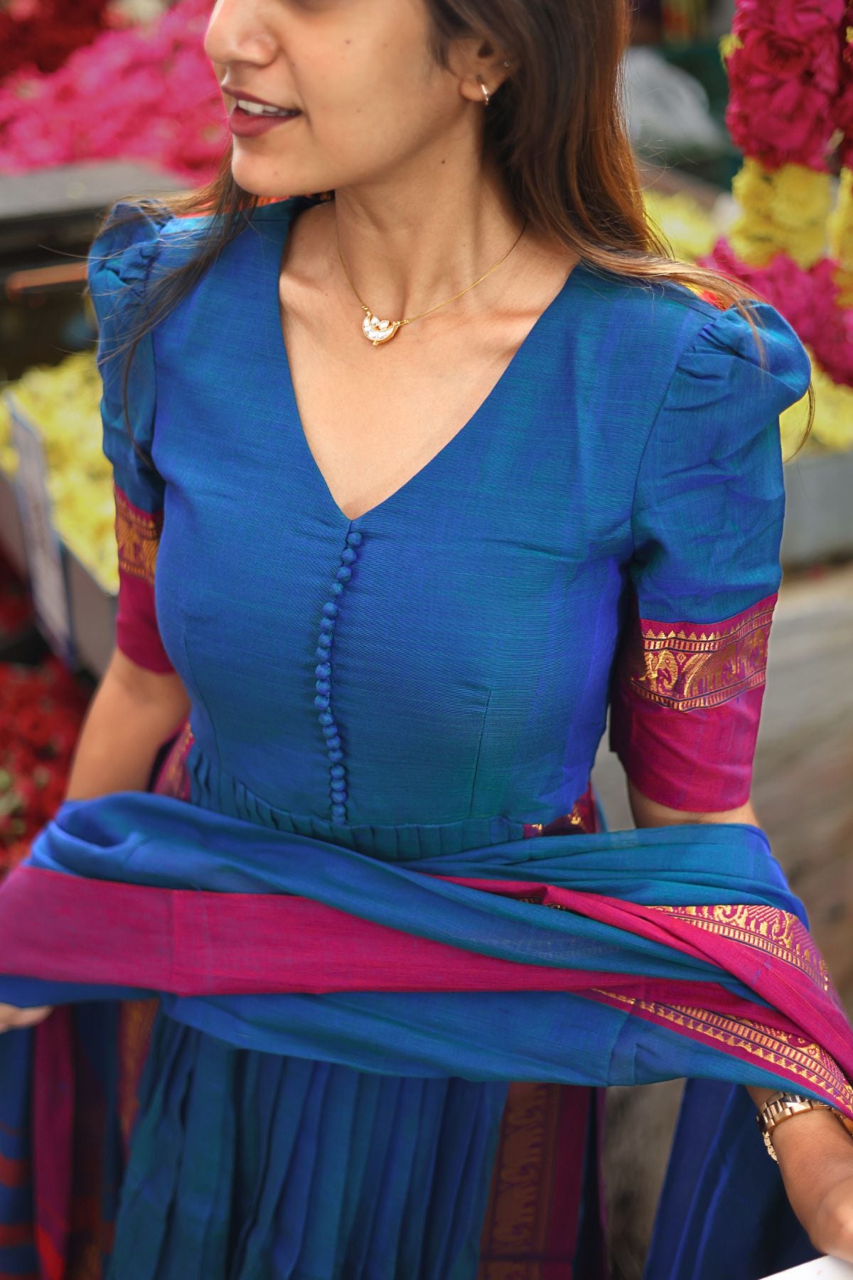 Saanchi Kurta Set in Peacock Blue