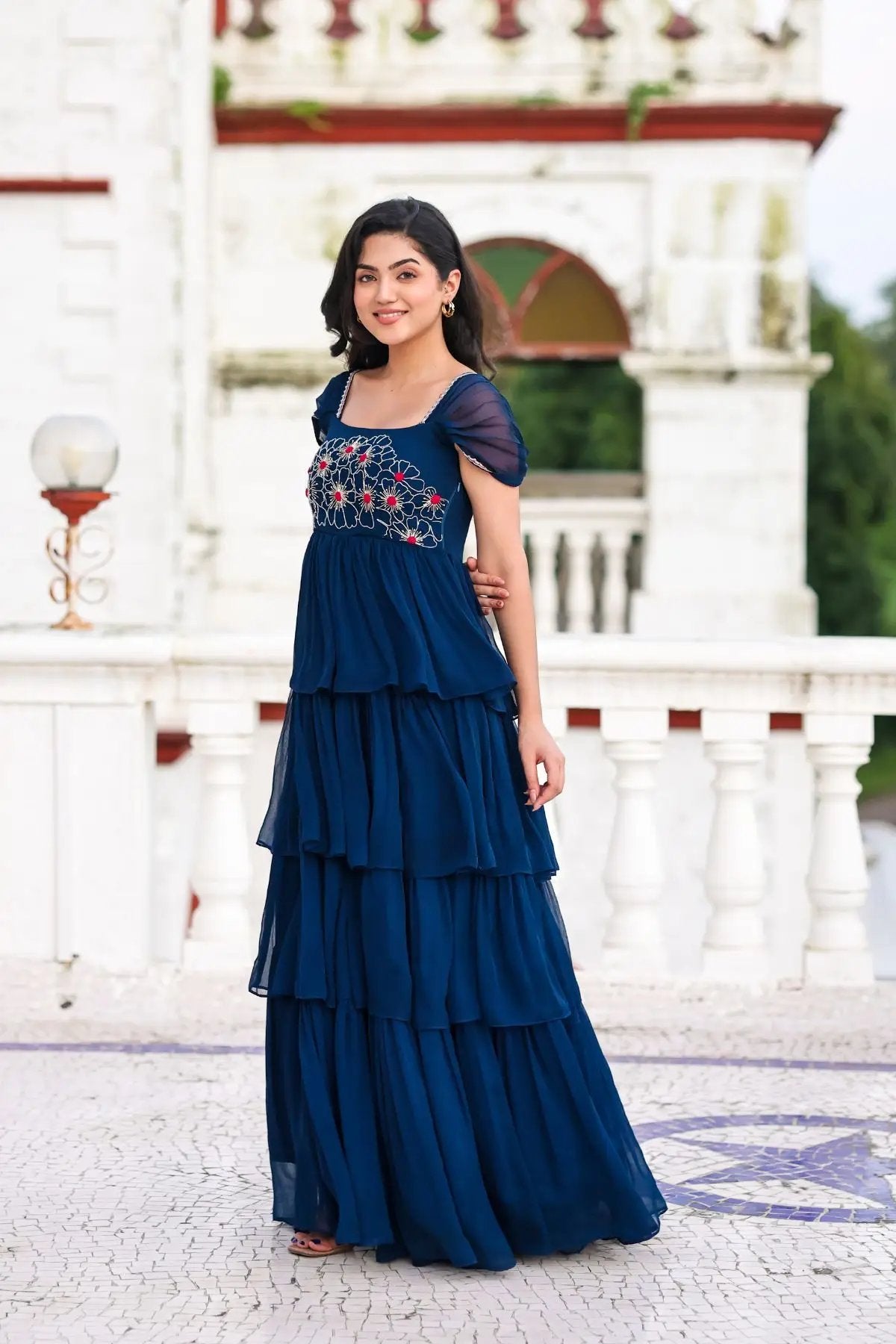 Chahat IndoWestern in Midnight Blue