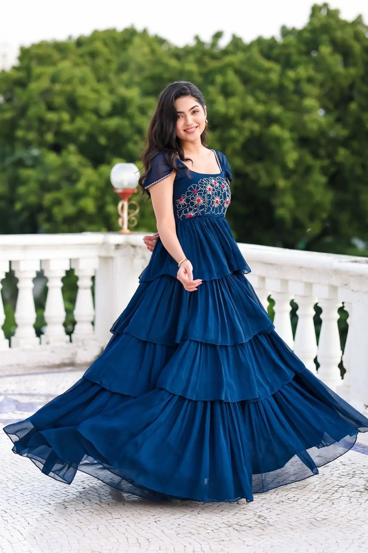 Chahat IndoWestern in Midnight Blue