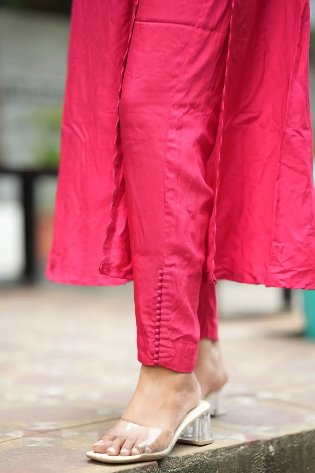 Rasha Kurta Set in Raspberry