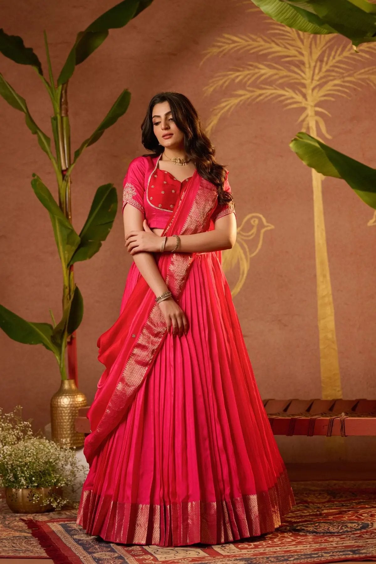 Pritti Lehenga Set in Rani Pink