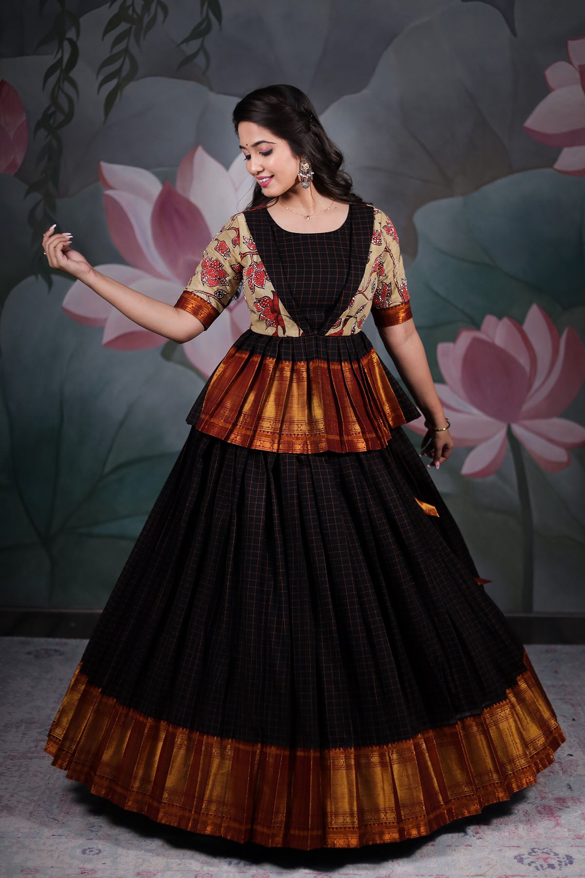 Buy Art Silk Designer Half N Half Saree Online : Indian Ethnic Wear -