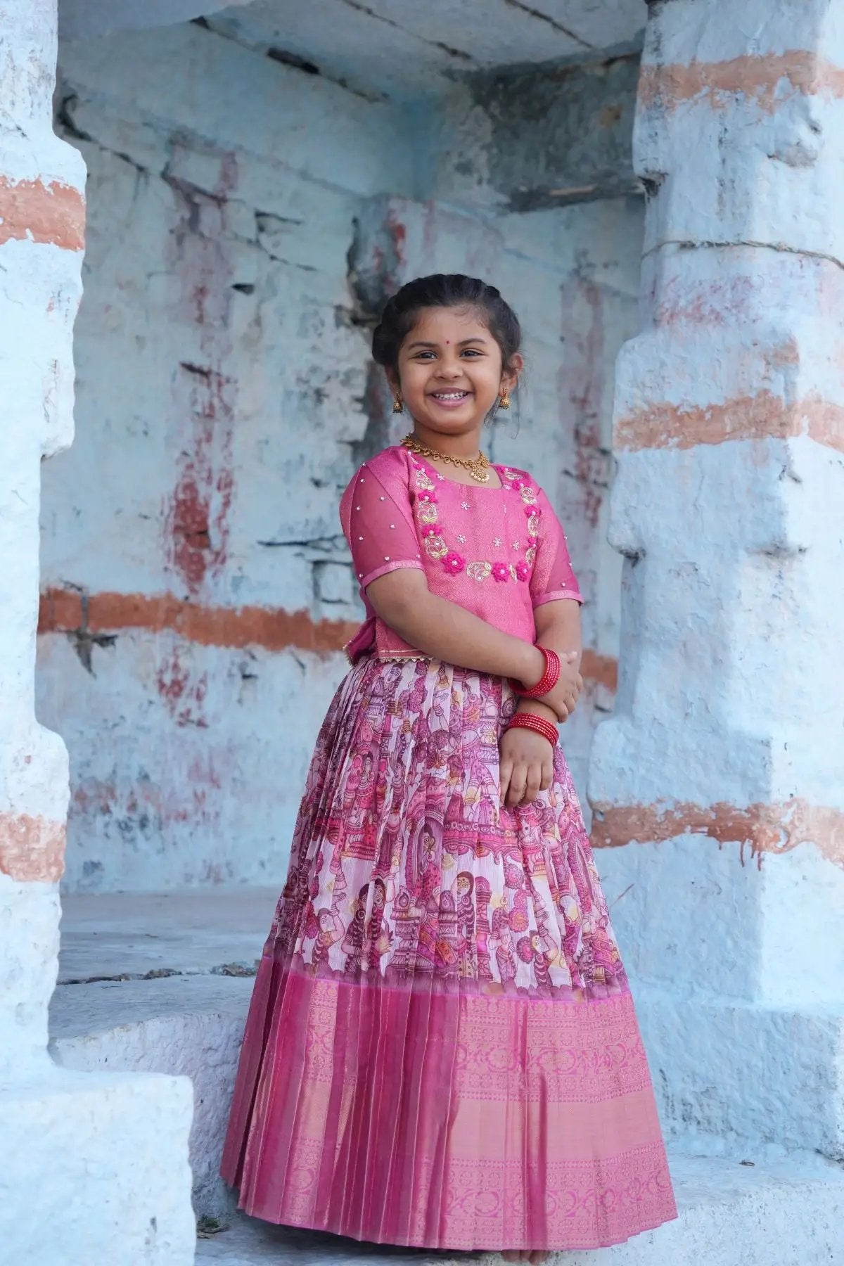 Baby Saanvi Lehenga Set in Pink