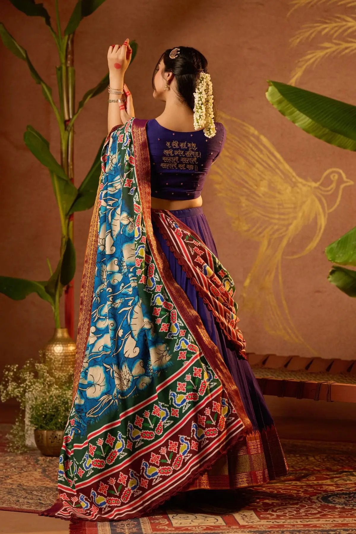 Shloka Kalamkari Lehenga Set in Blue