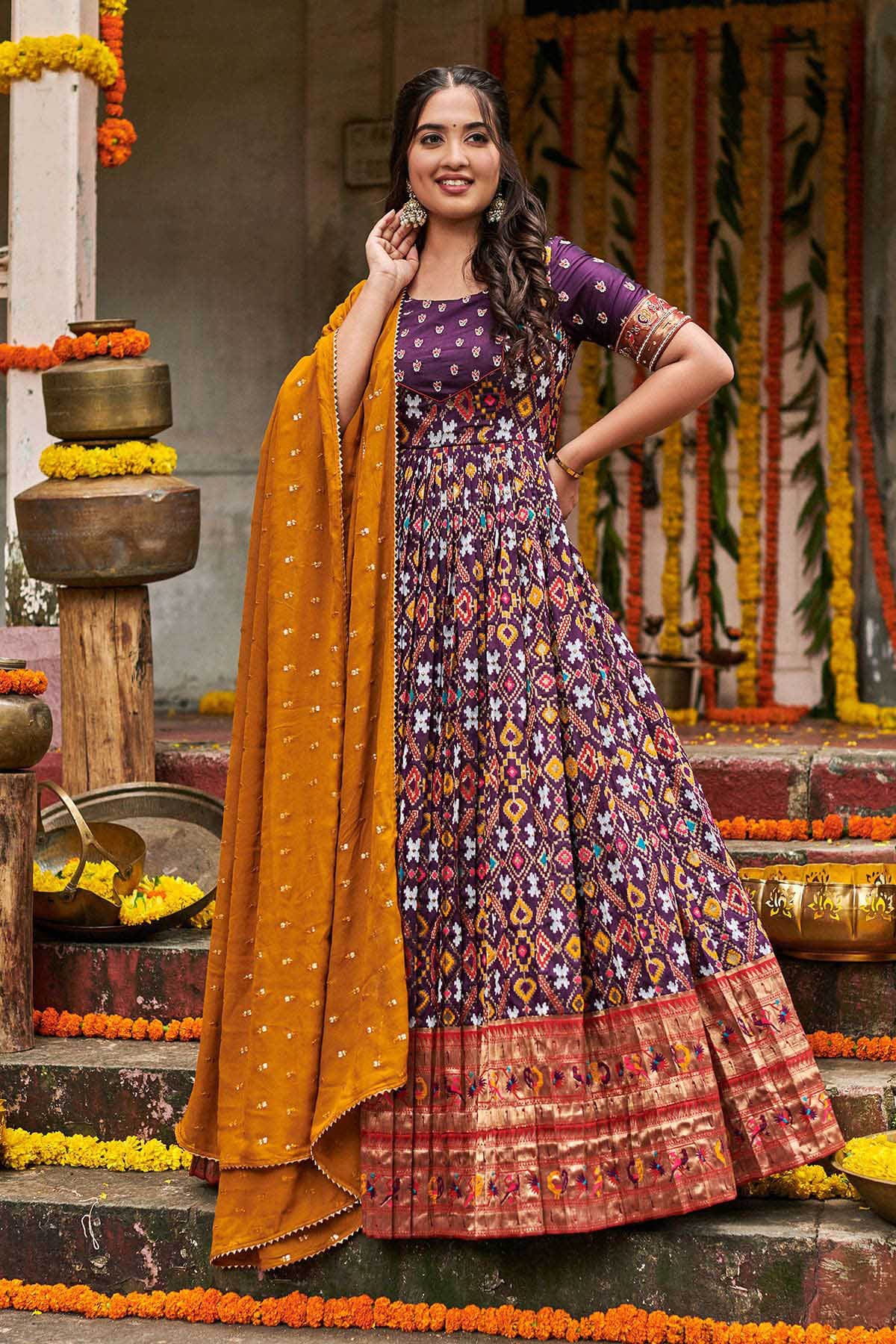 Ikkat 2025 anarkali dresses