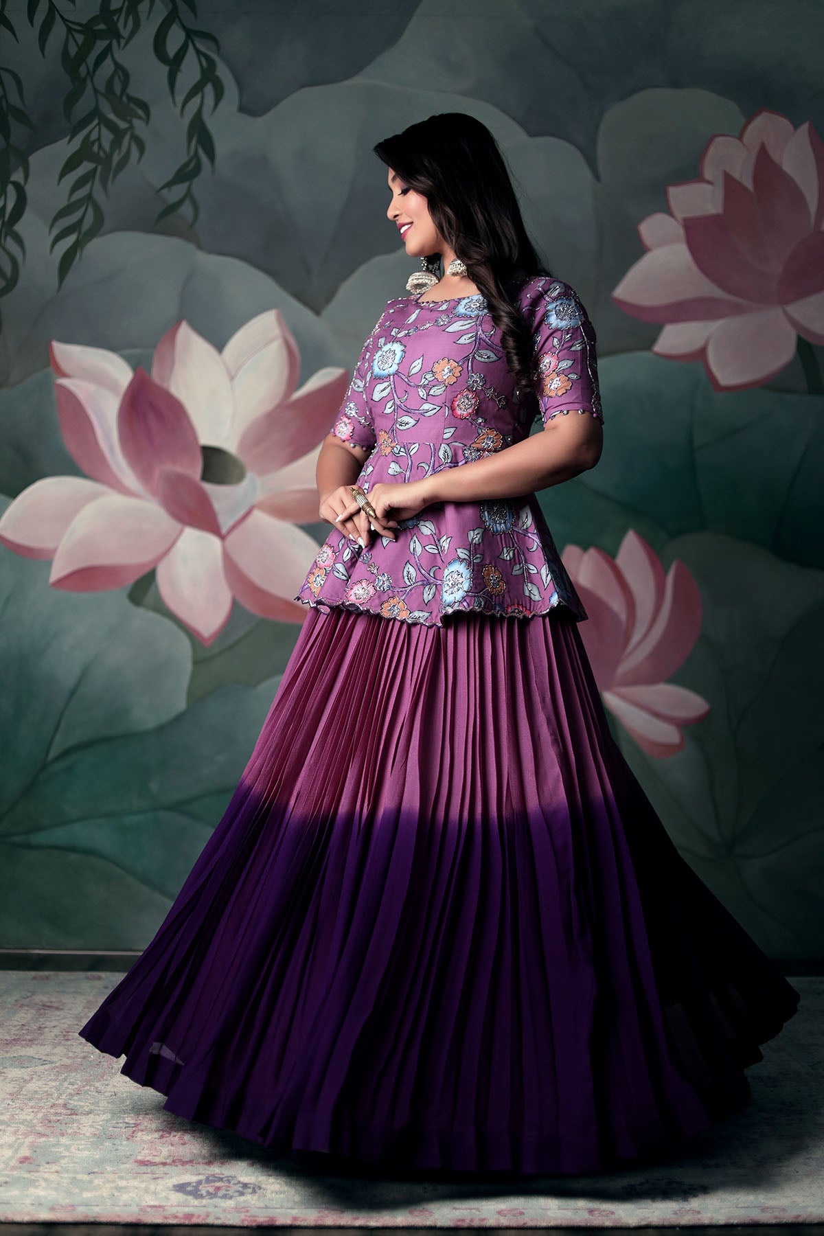 New Party Wear Lehenga Designs in Purple