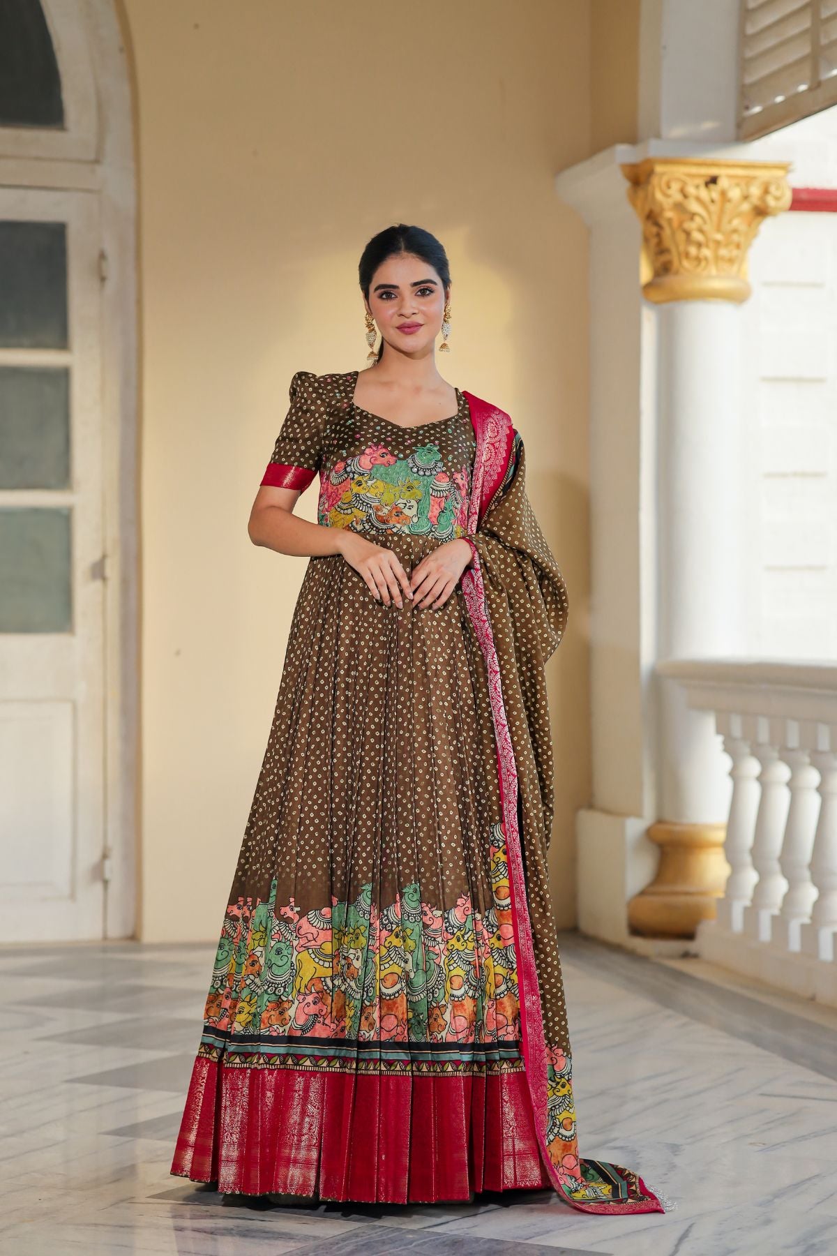 Bhakti Bandhej (Dress) in Olive Green