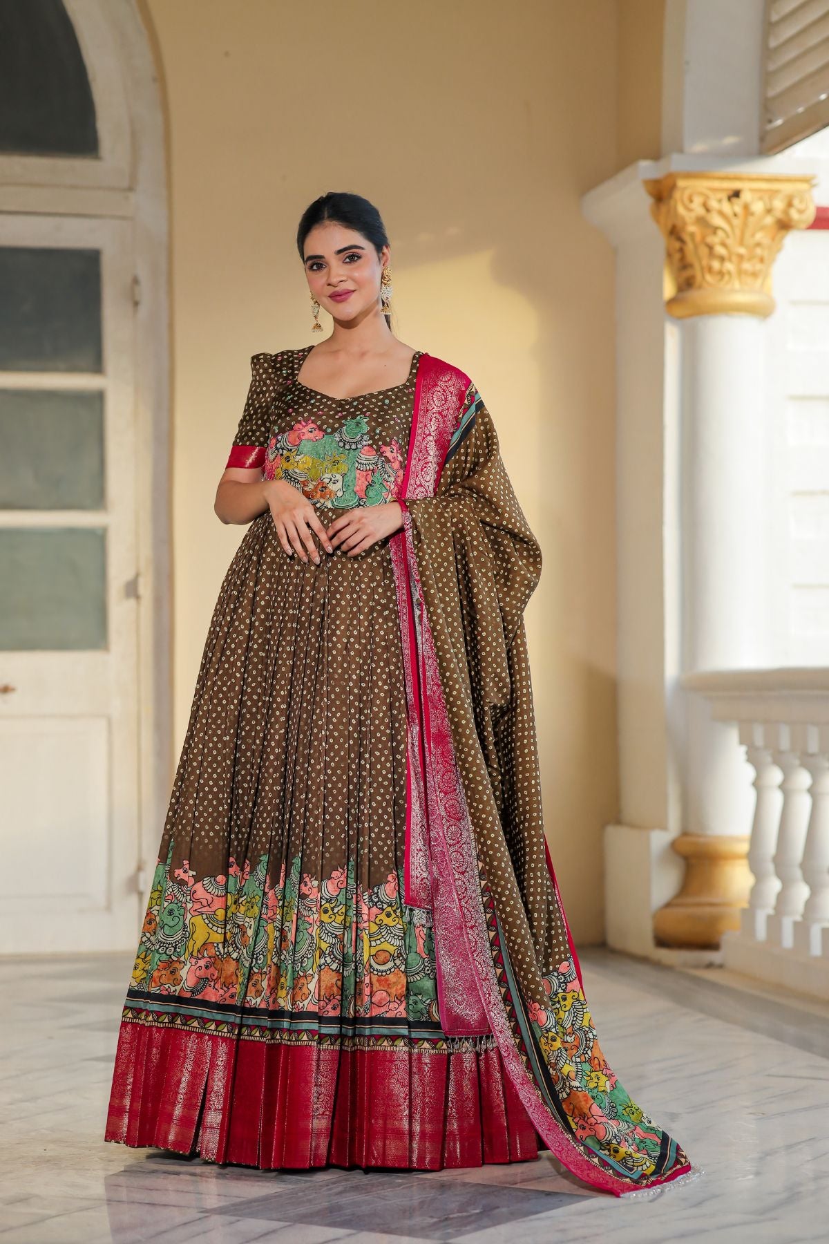 Bhakti Bandhej (Dress) in Olive Green