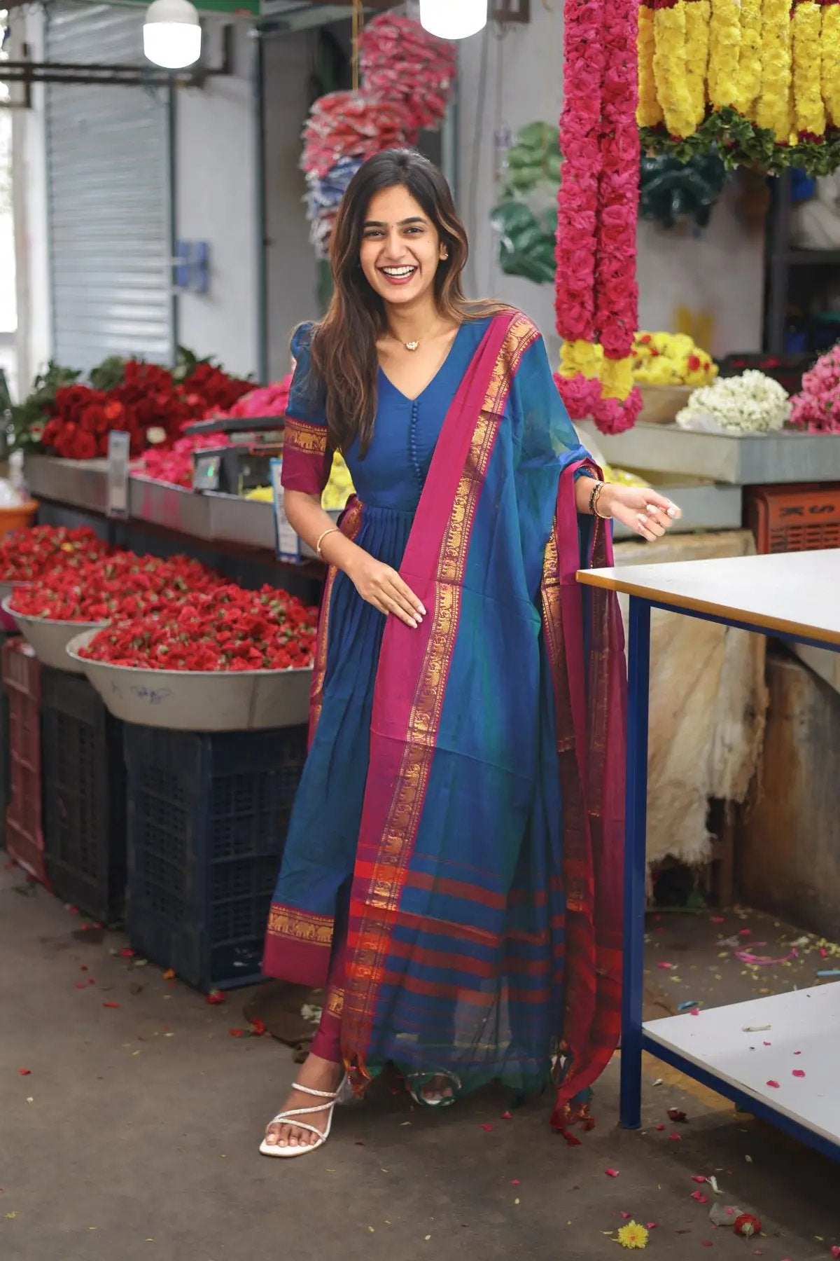 Saanchi Kurta Set in Peacock Blue