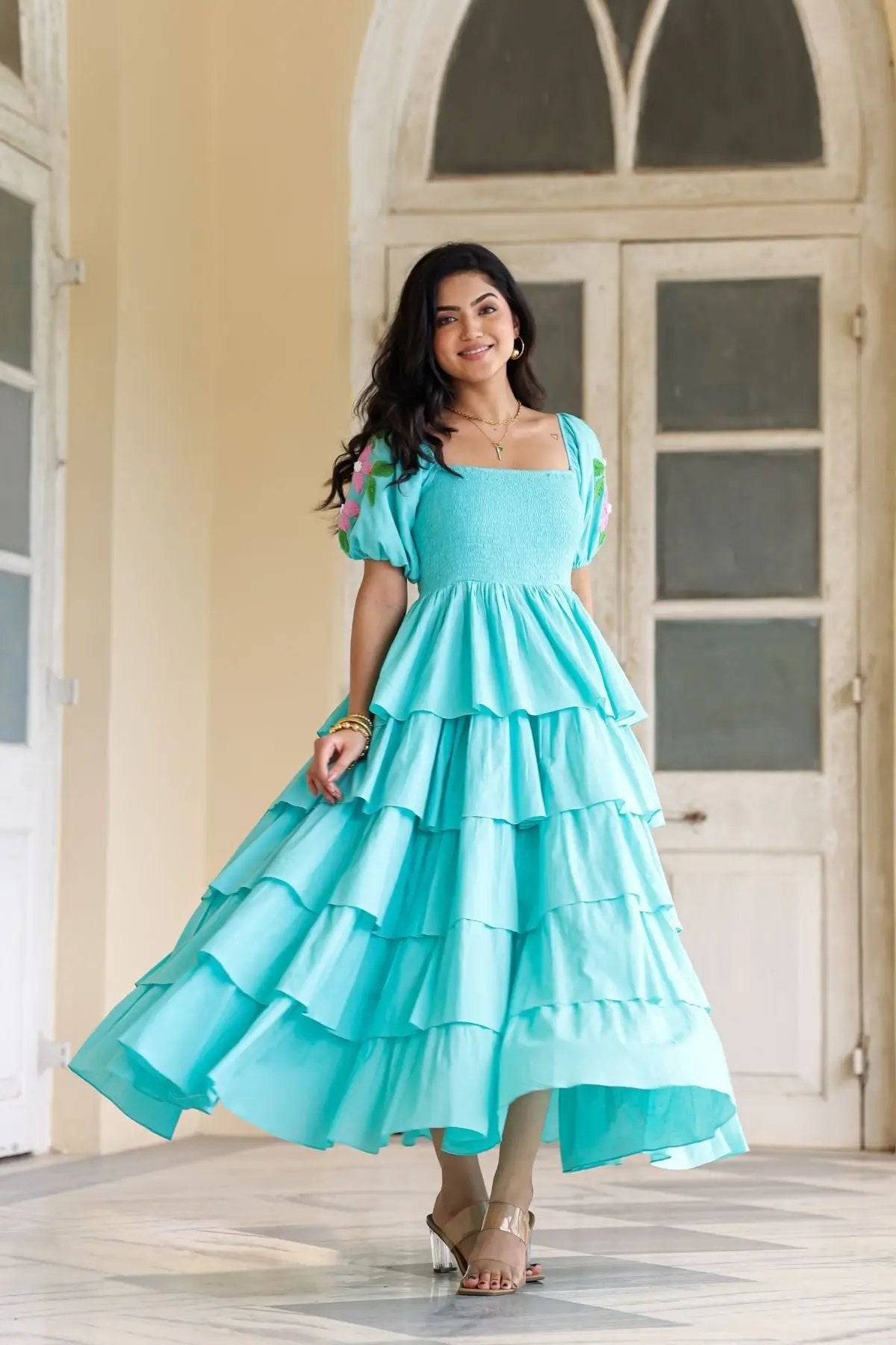 Aqua maxi dress online