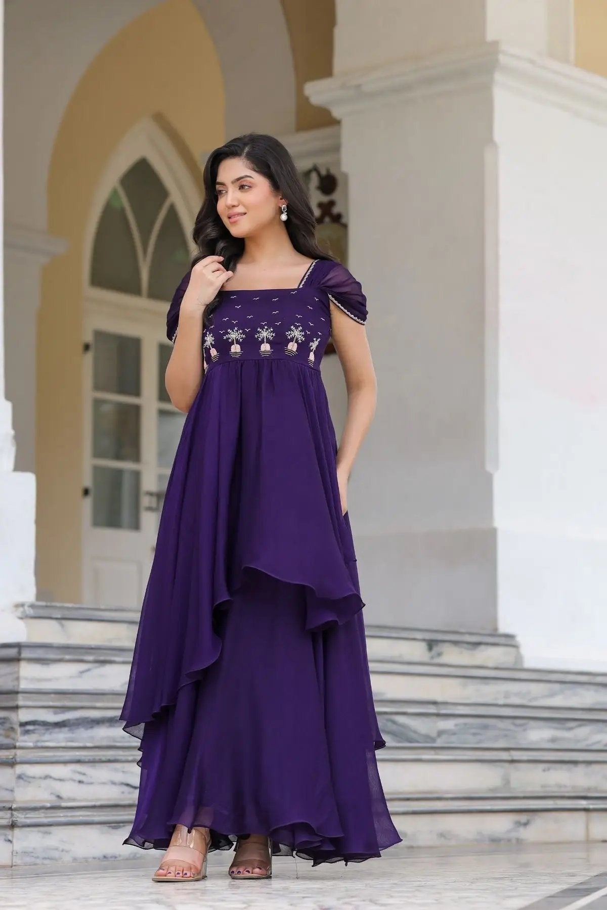 Prakshi Elegant Gown in Purple, side pose