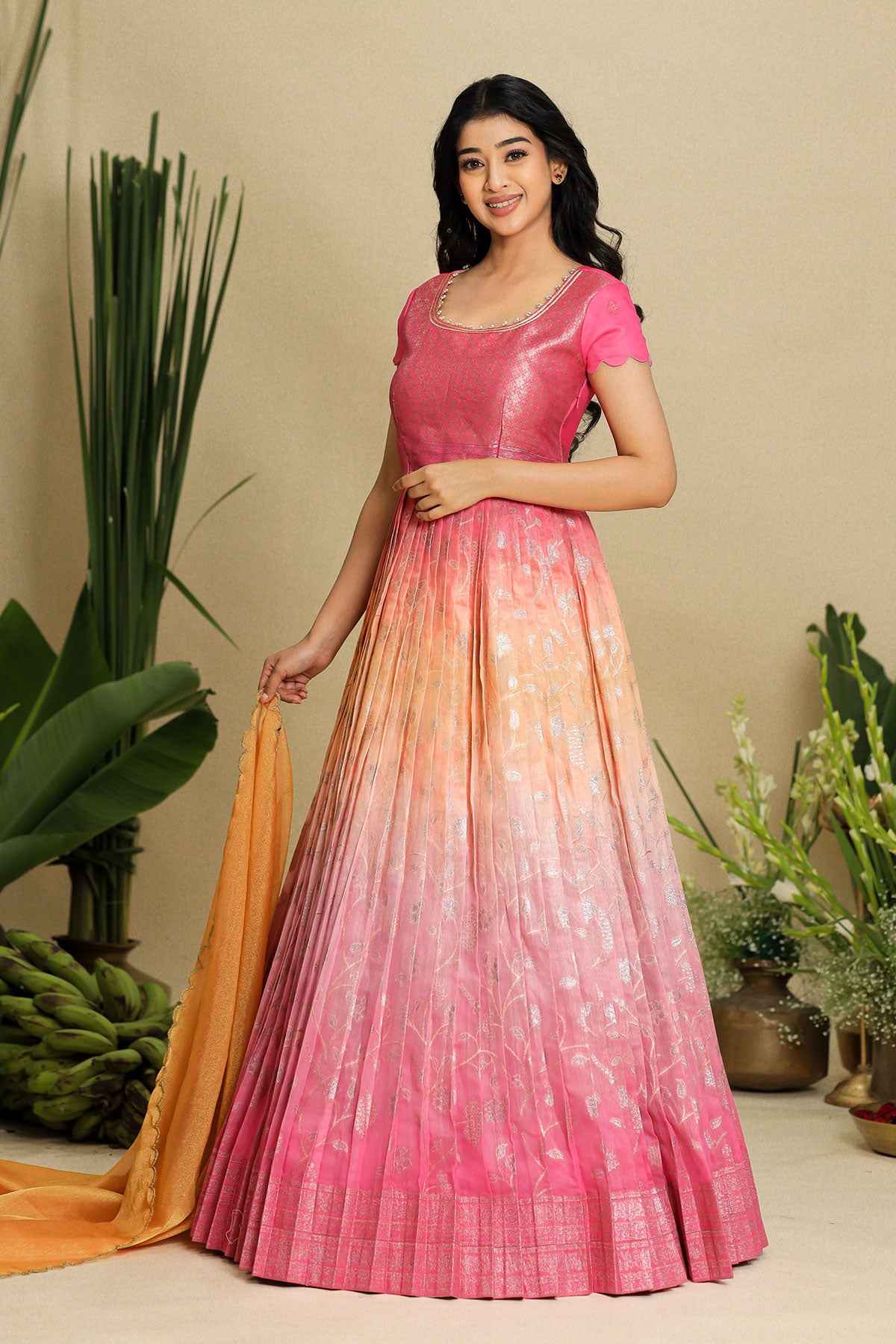 blush pink banarasi dress - Bullionknot