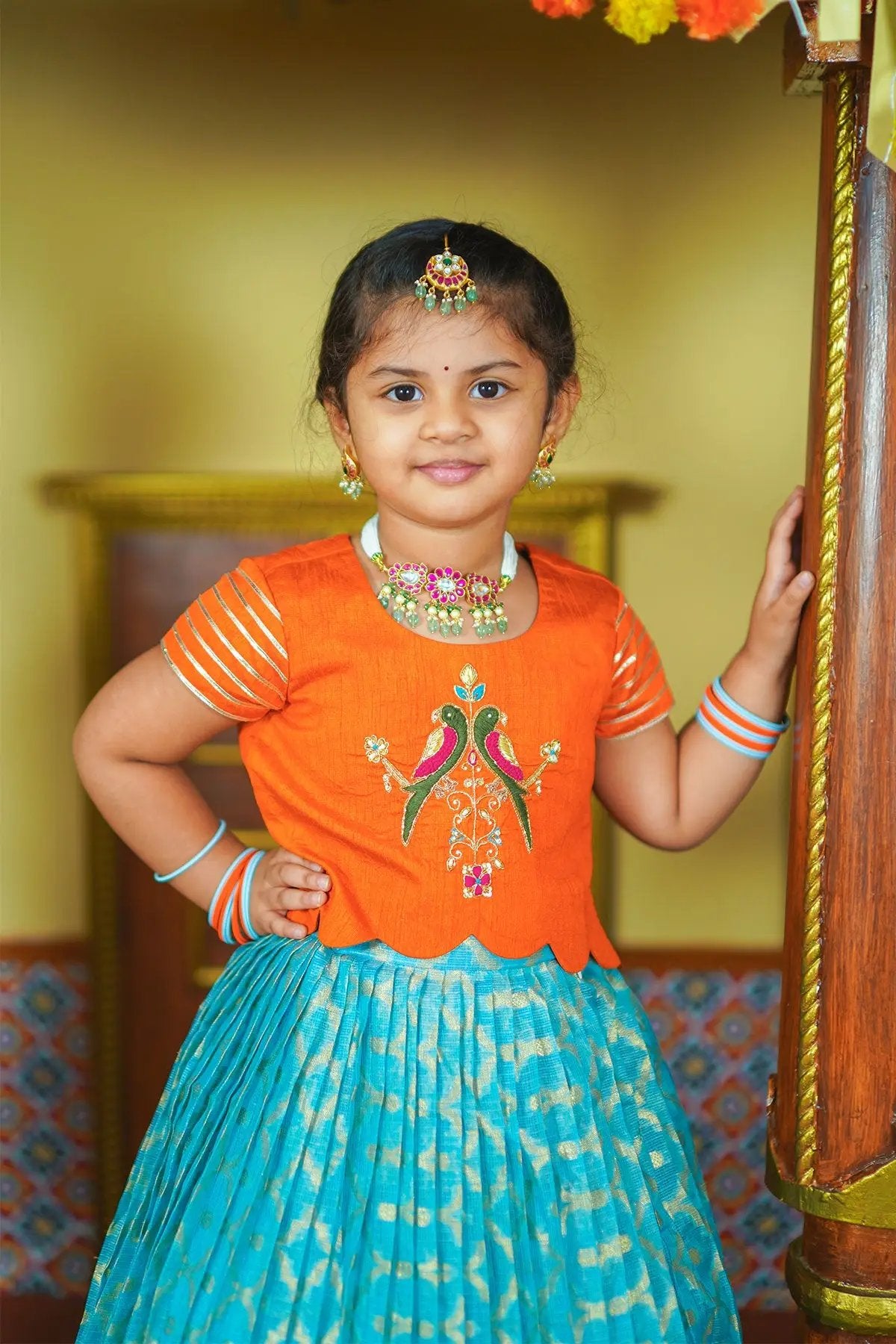 baby girl in Baby Padmaja Lehenga Set - Bullionknot