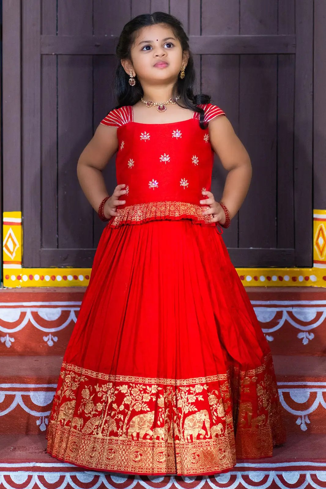 Elegant red Baby Rani Lehenga Set with traditional design