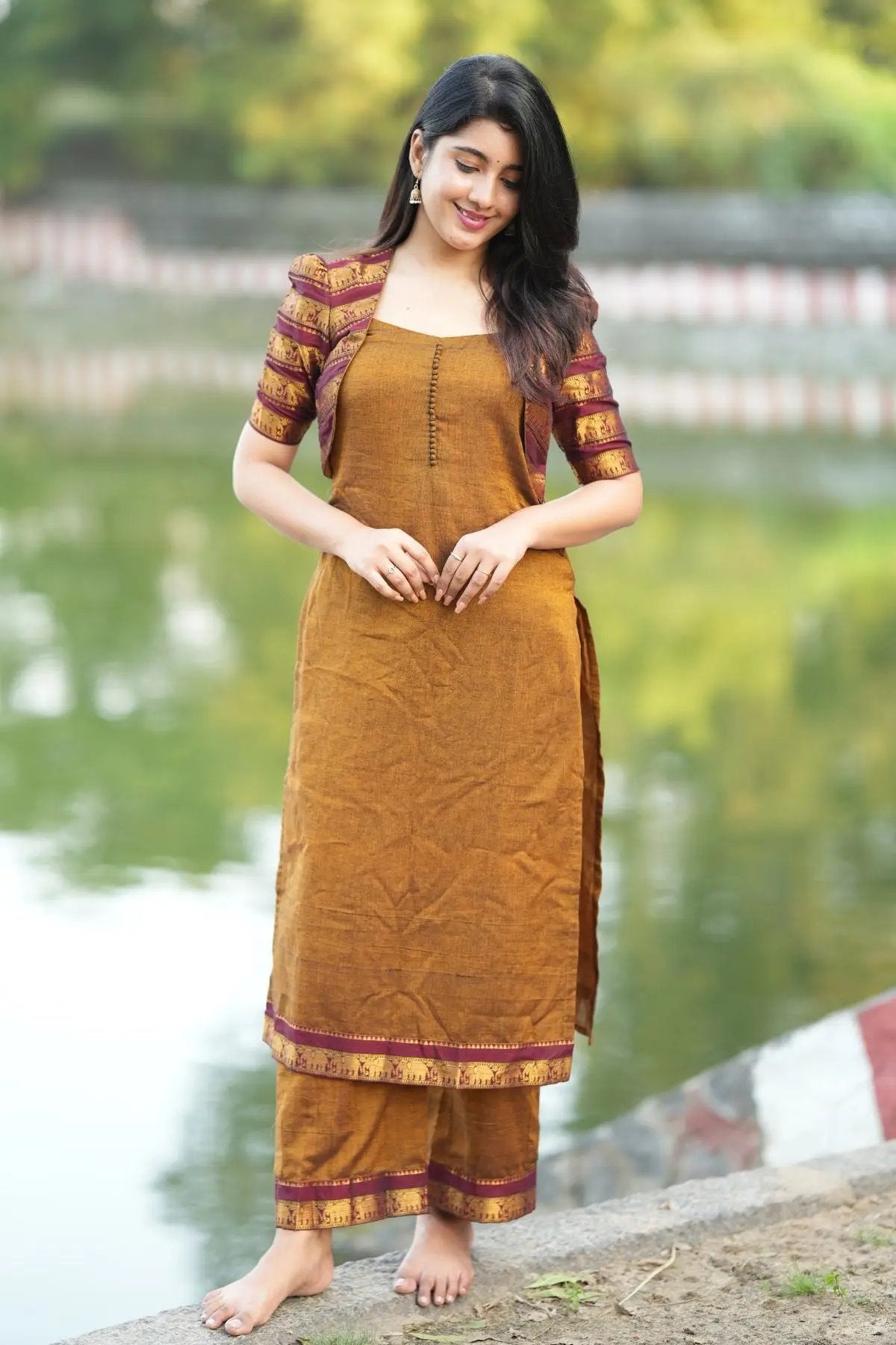 Barkha Kurta Set in Ochre Yellow