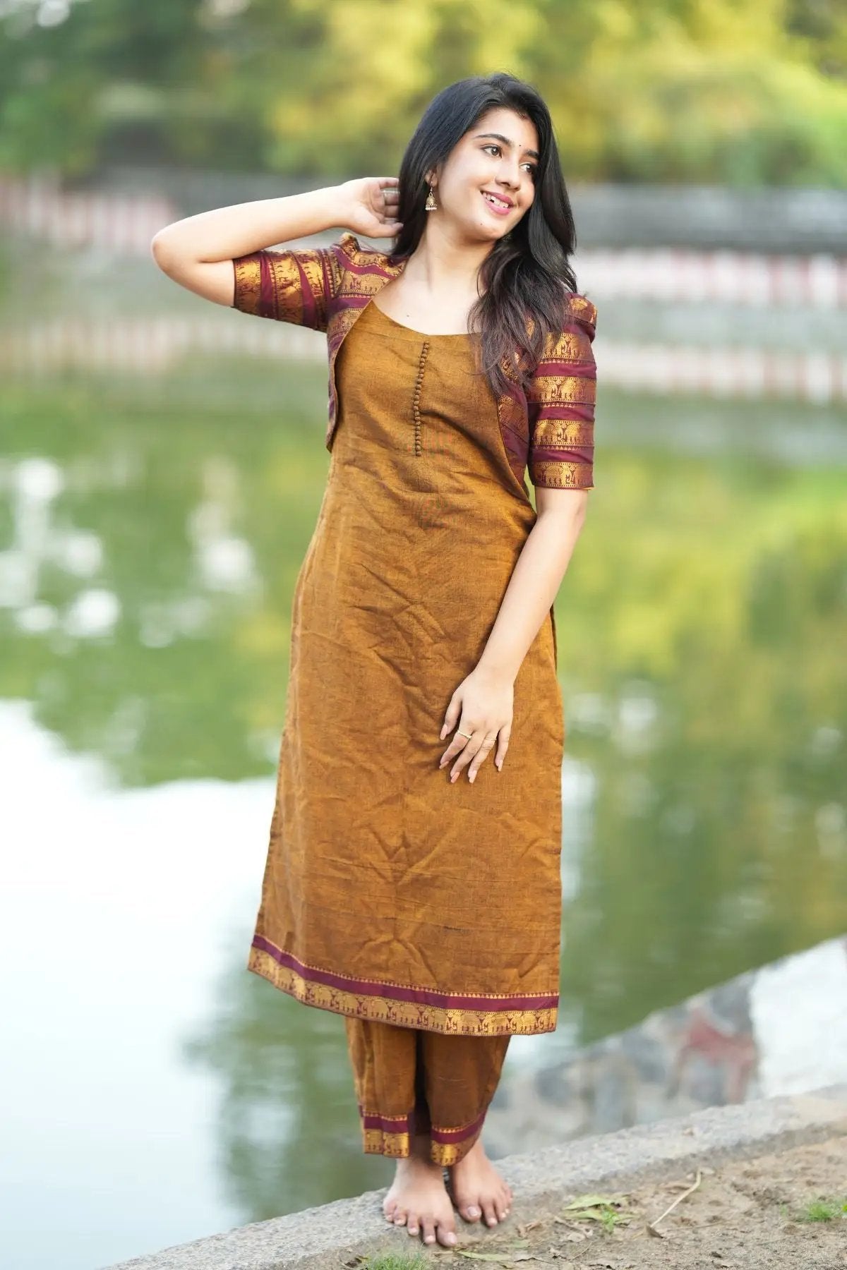 Barkha Kurta Set in Ochre Yellow