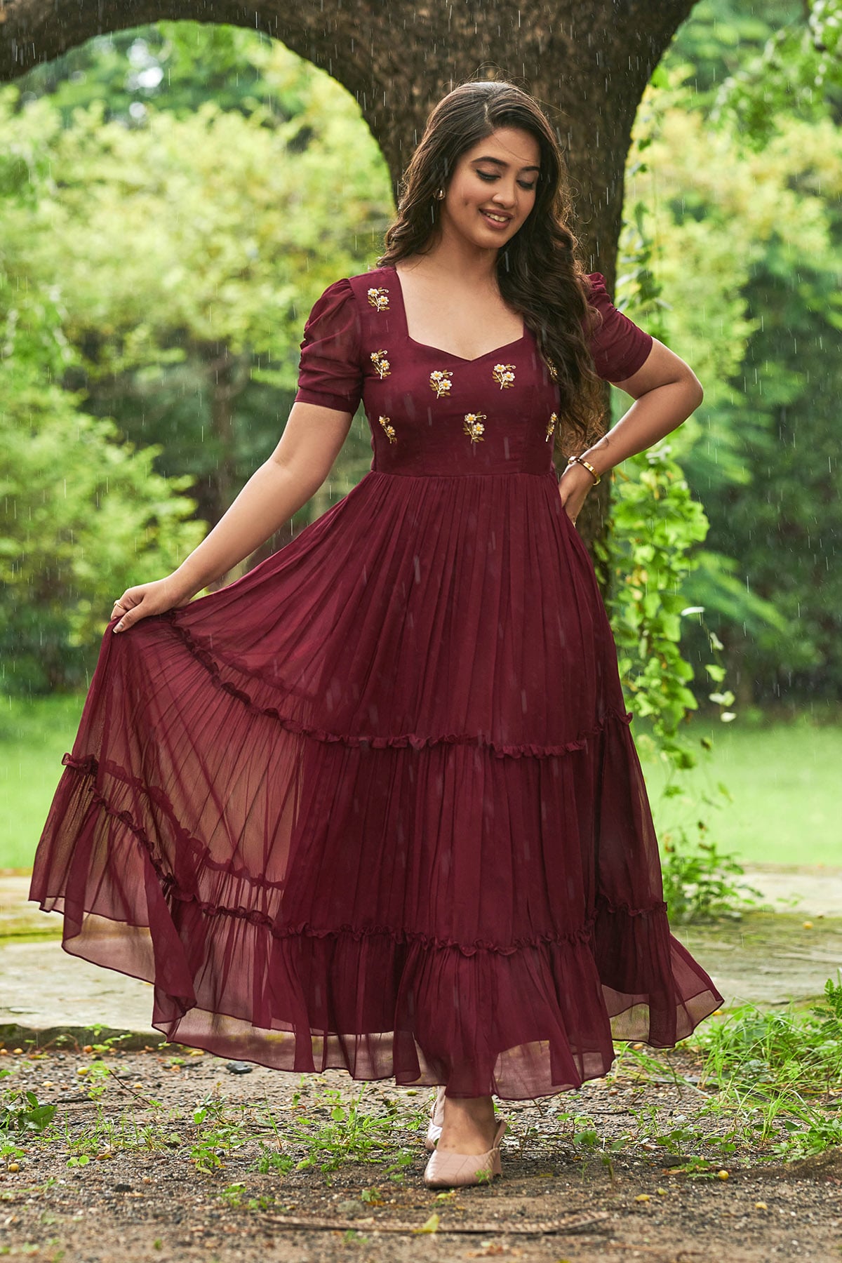 Georgette hot sale frock design