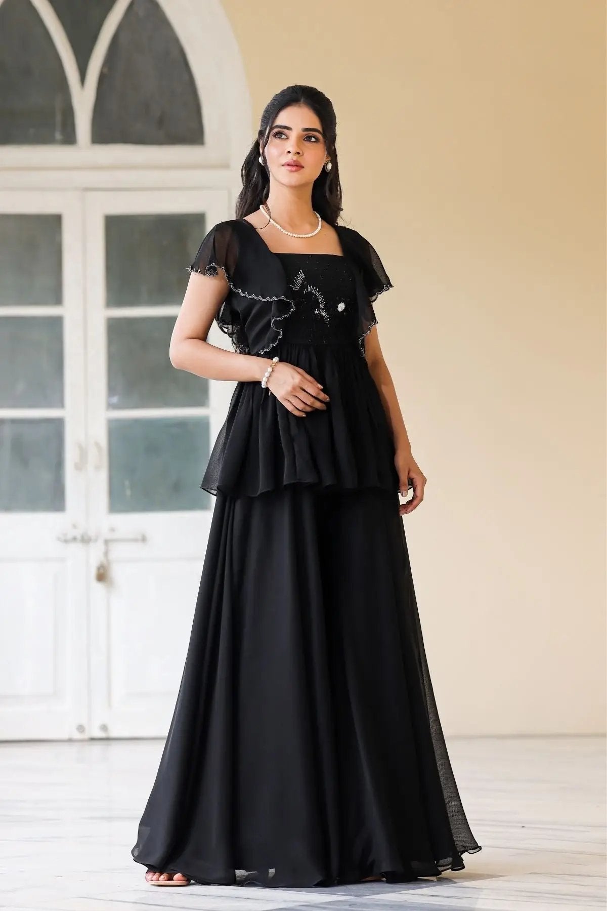 Celestial Indo Western in Black