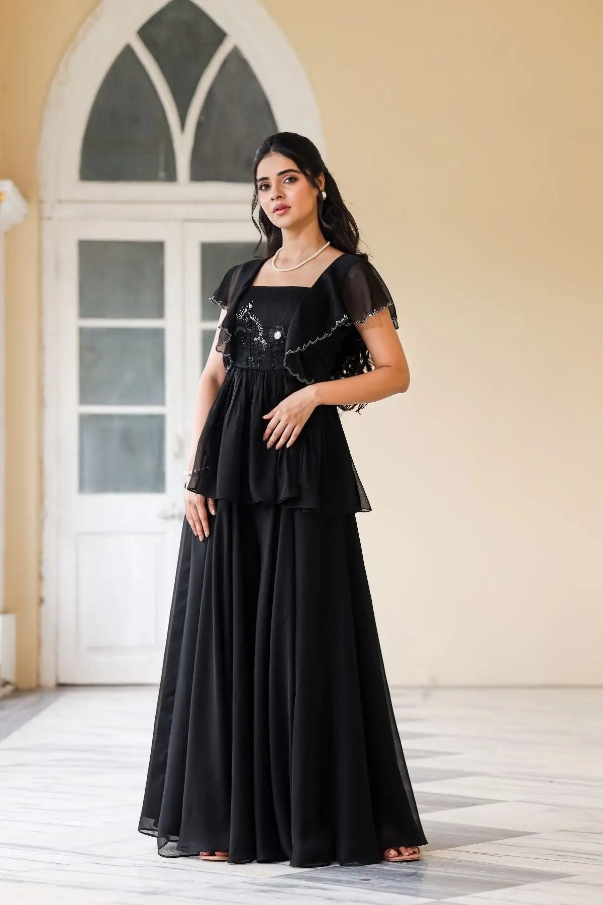 Celestial Indo Western in Black