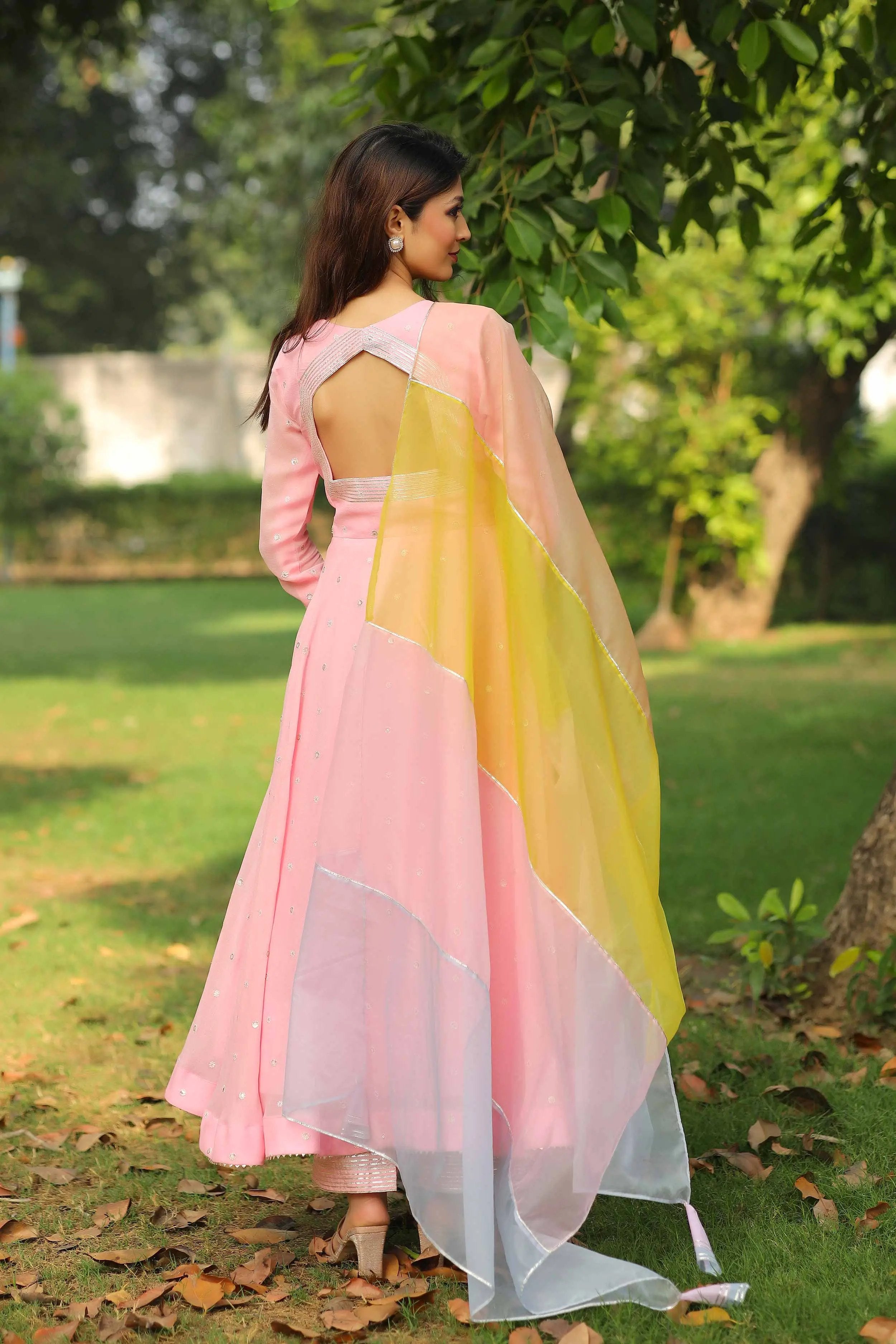 pink flamingo Anarkali dress