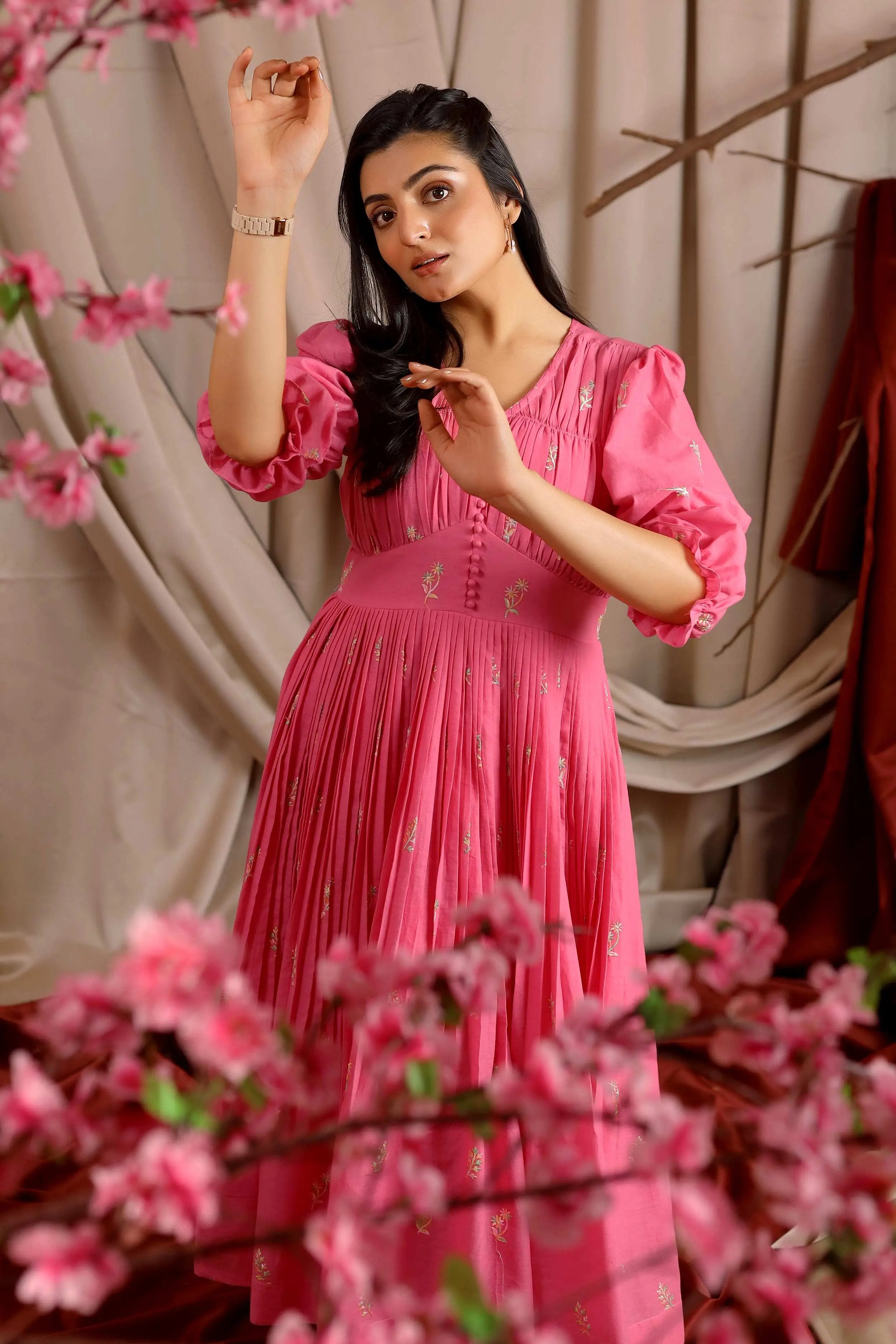 pink cotton dress for summer