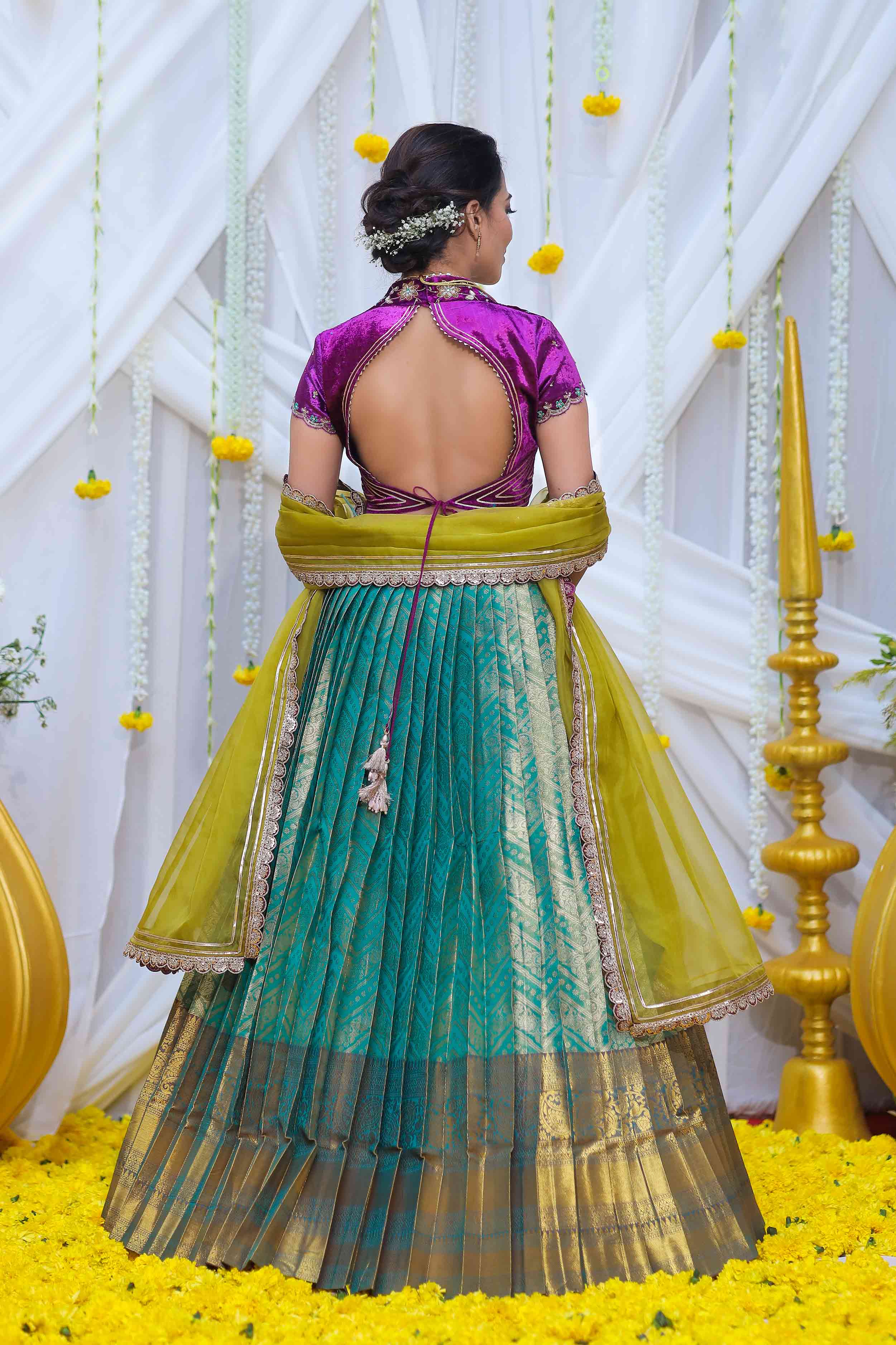 Aqua yellow lehenga set | Yellow lehenga, Raw silk lehenga, Lehenga