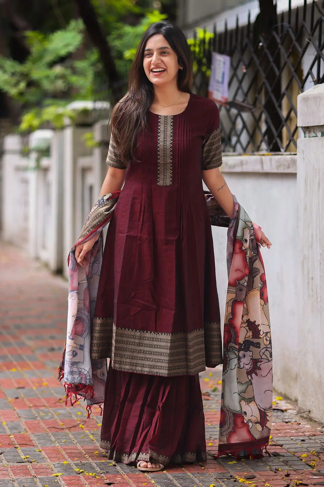 Maanvi Handloom Sharara Set with playful printed dupatta