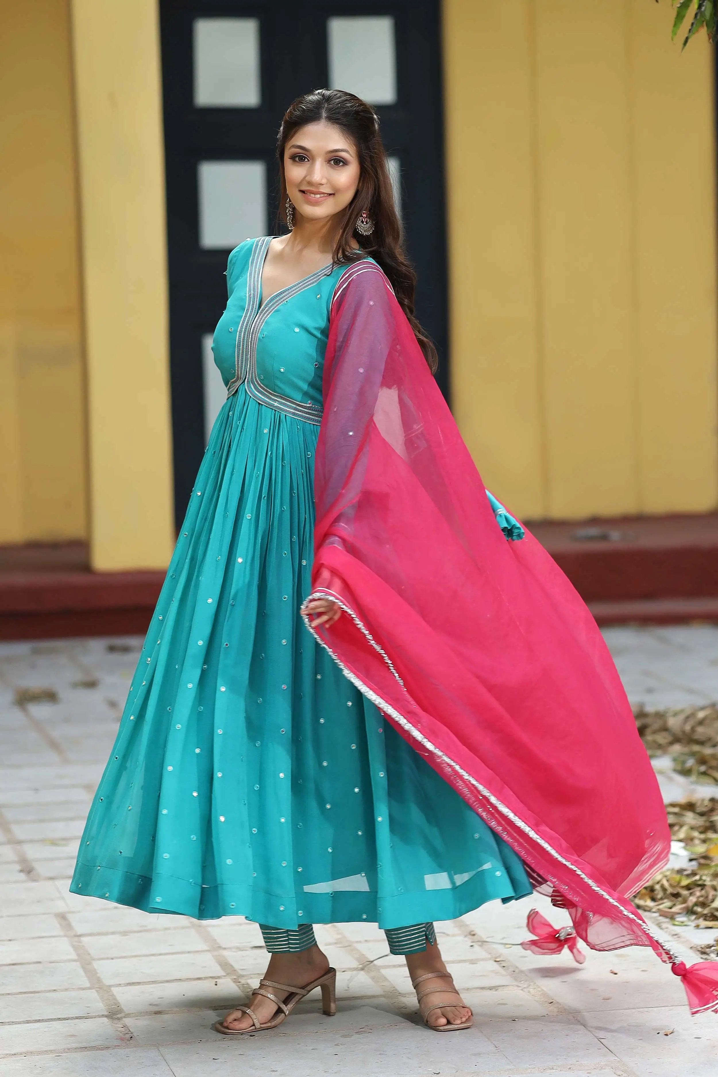 blue georgette Anarkali Dress 