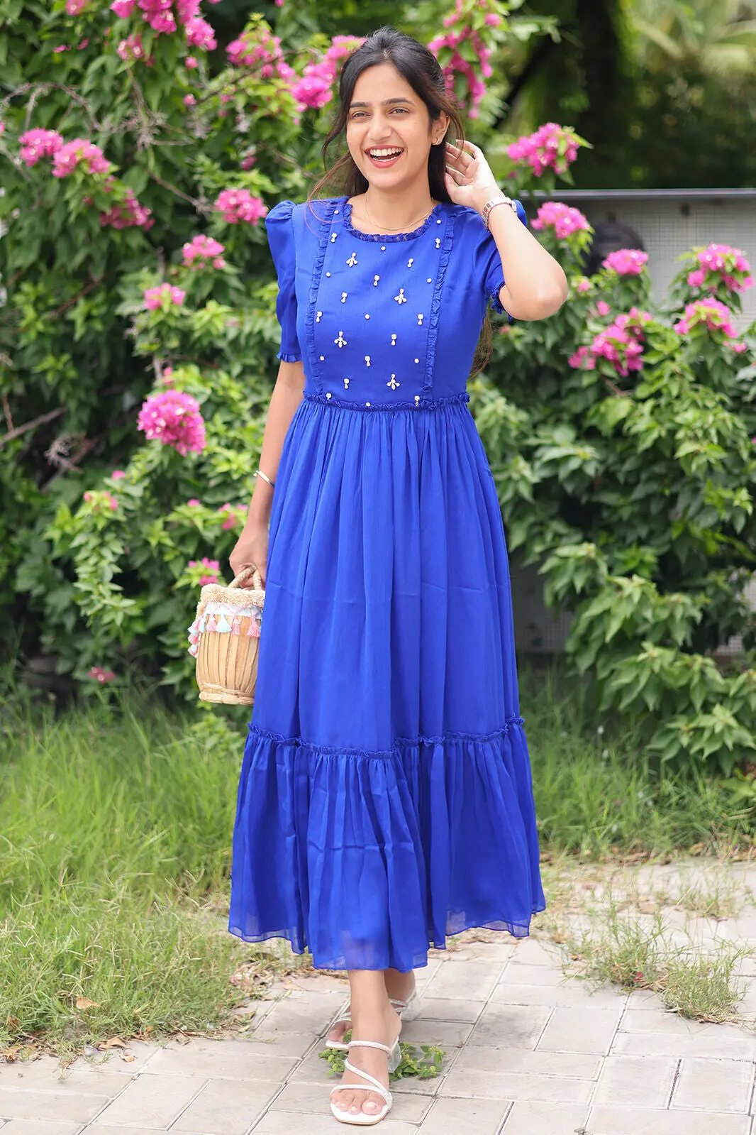 Bright blue midi dress on sale