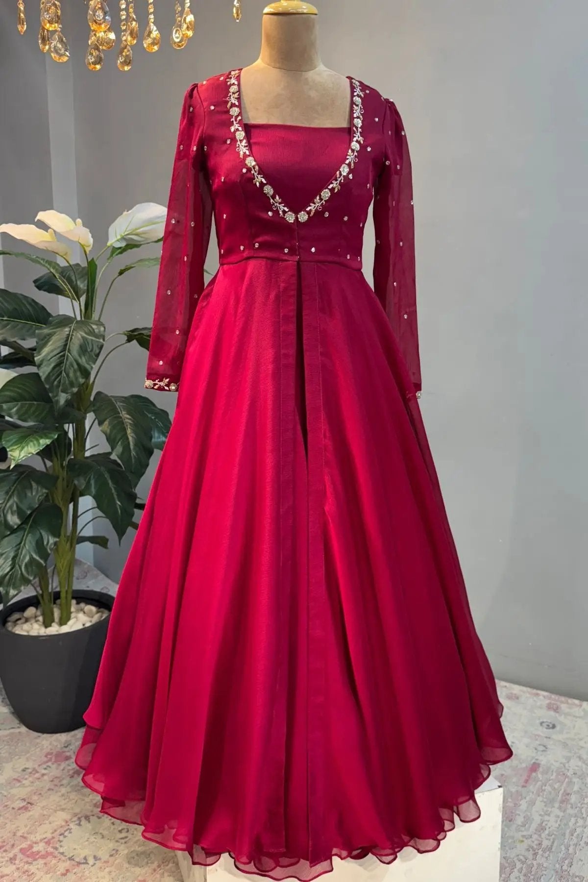 Red Orchid IndoWestern Set