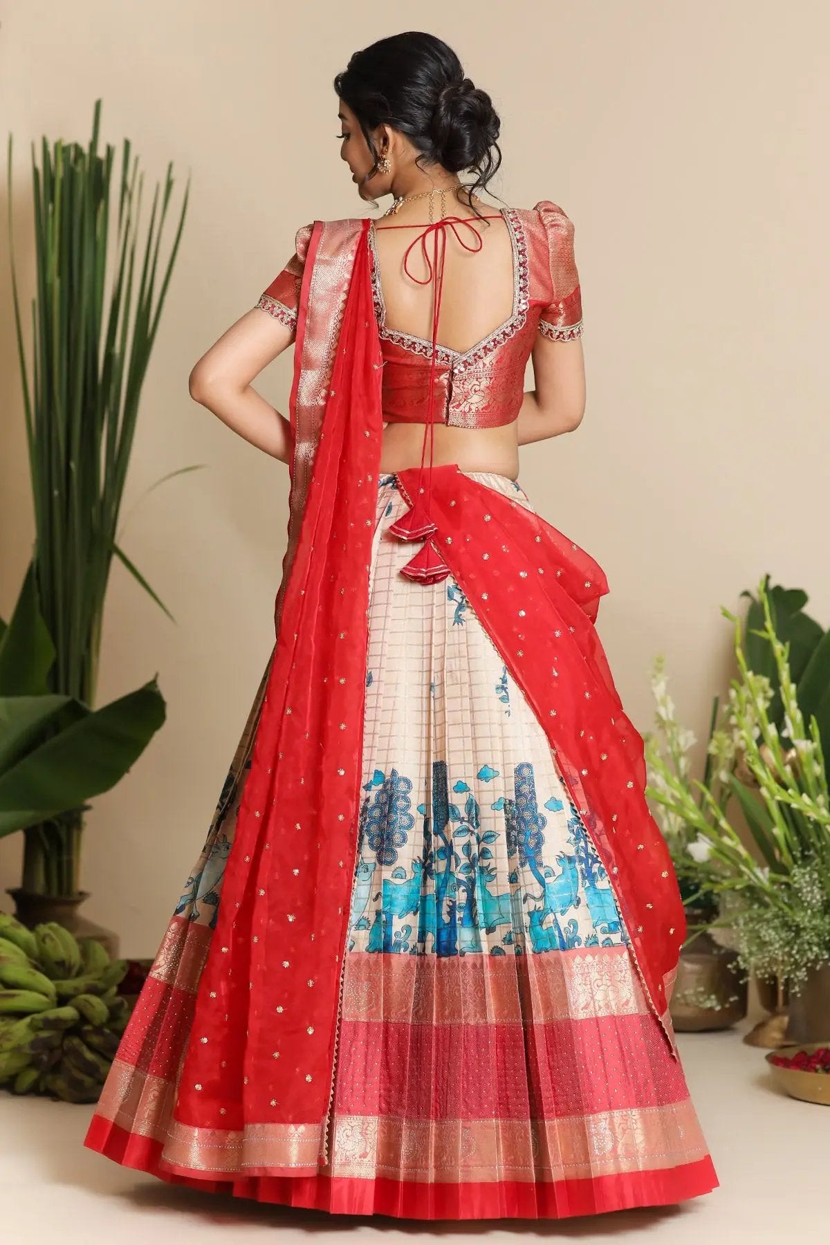 Saloni Banarasi Lehenga Set in Red