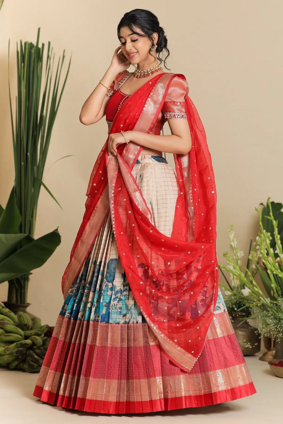 Saloni Banarasi Lehenga Set in Red