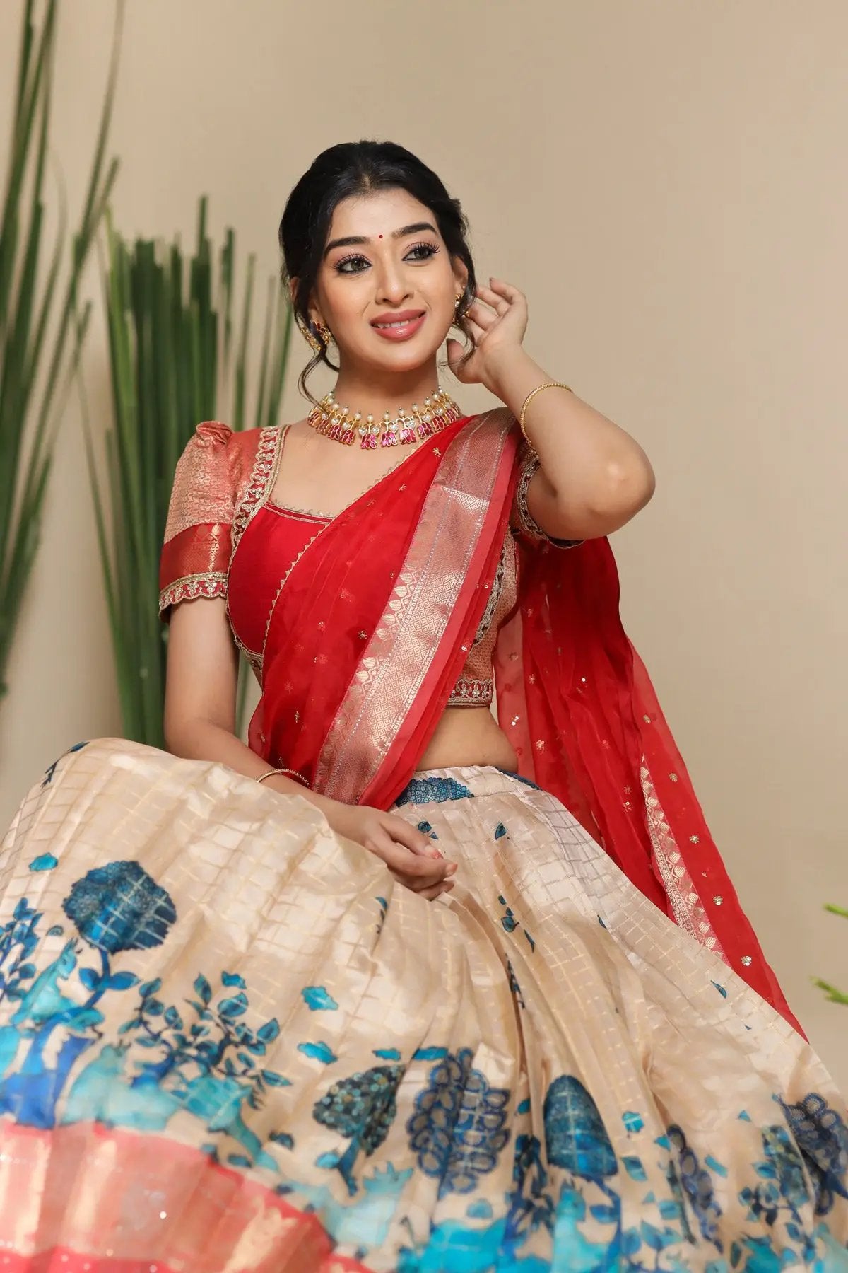 Saloni Banarasi Lehenga Set in Red