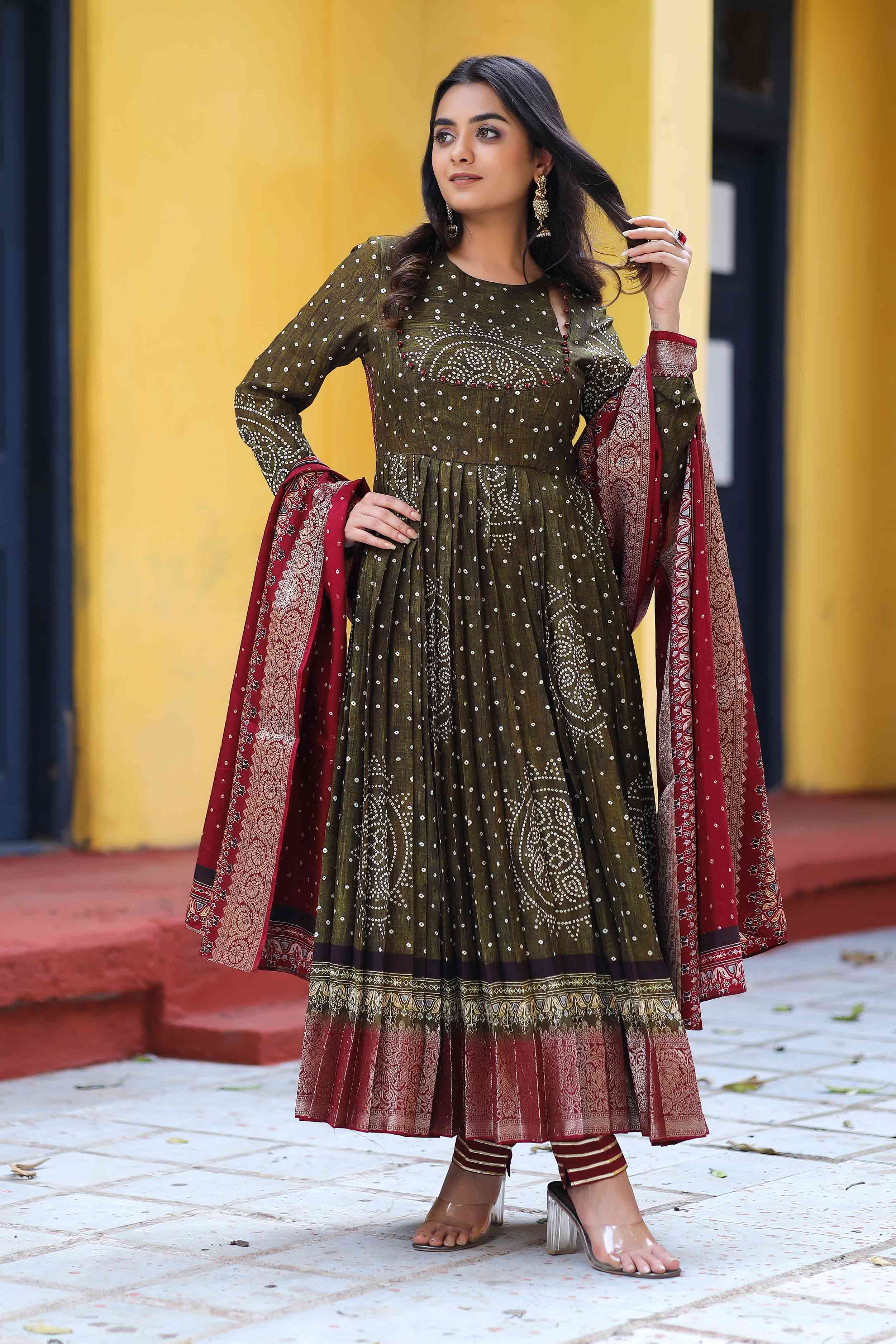 a woman in Mysore Silk Banarasi Dress