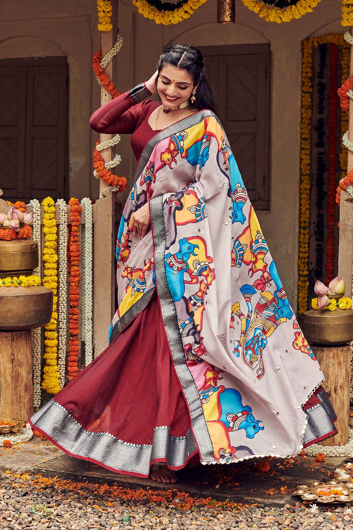Women's Block Print Yellow Asymmetrical Lehenga Set - Geeta Fashion |  Printed kurti, Floral skirt outfits, Lehenga