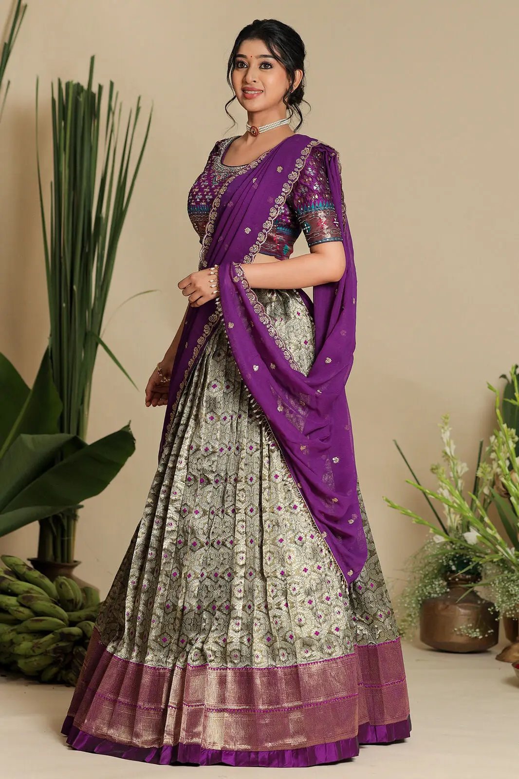 Elegant Shreshtha purple lehenga with detailed embroidery