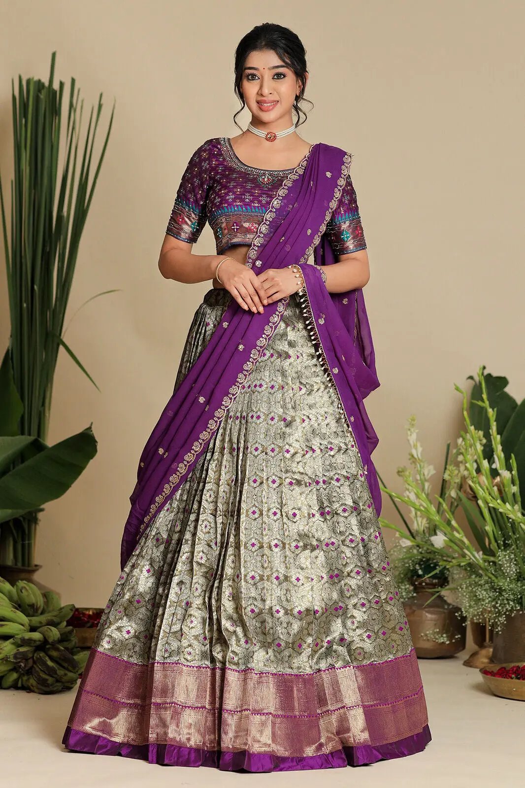 Shreshtha Half Saree Lehenga Set in Purple