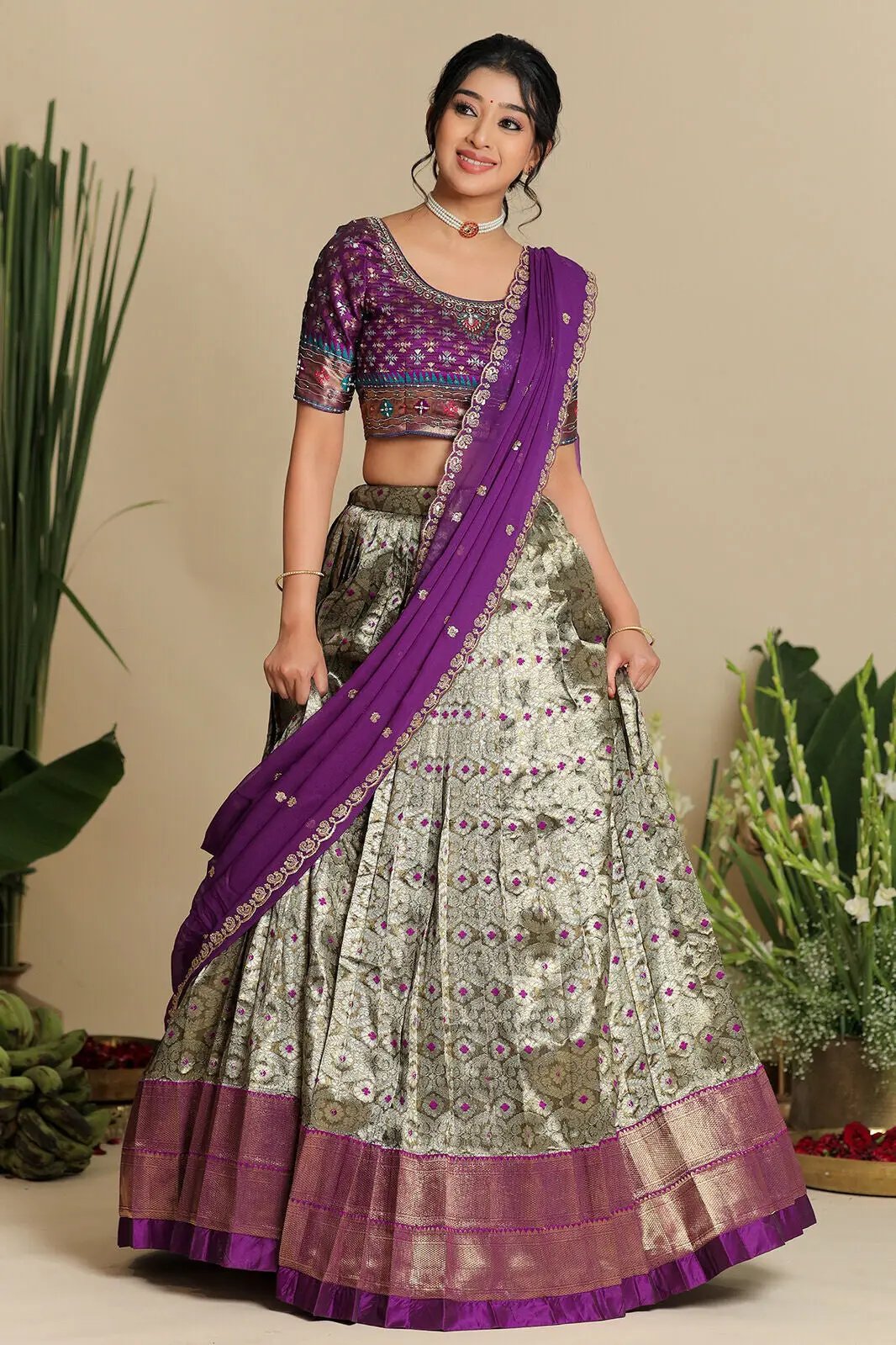 Shreshtha purple lehenga set with traditional patterns