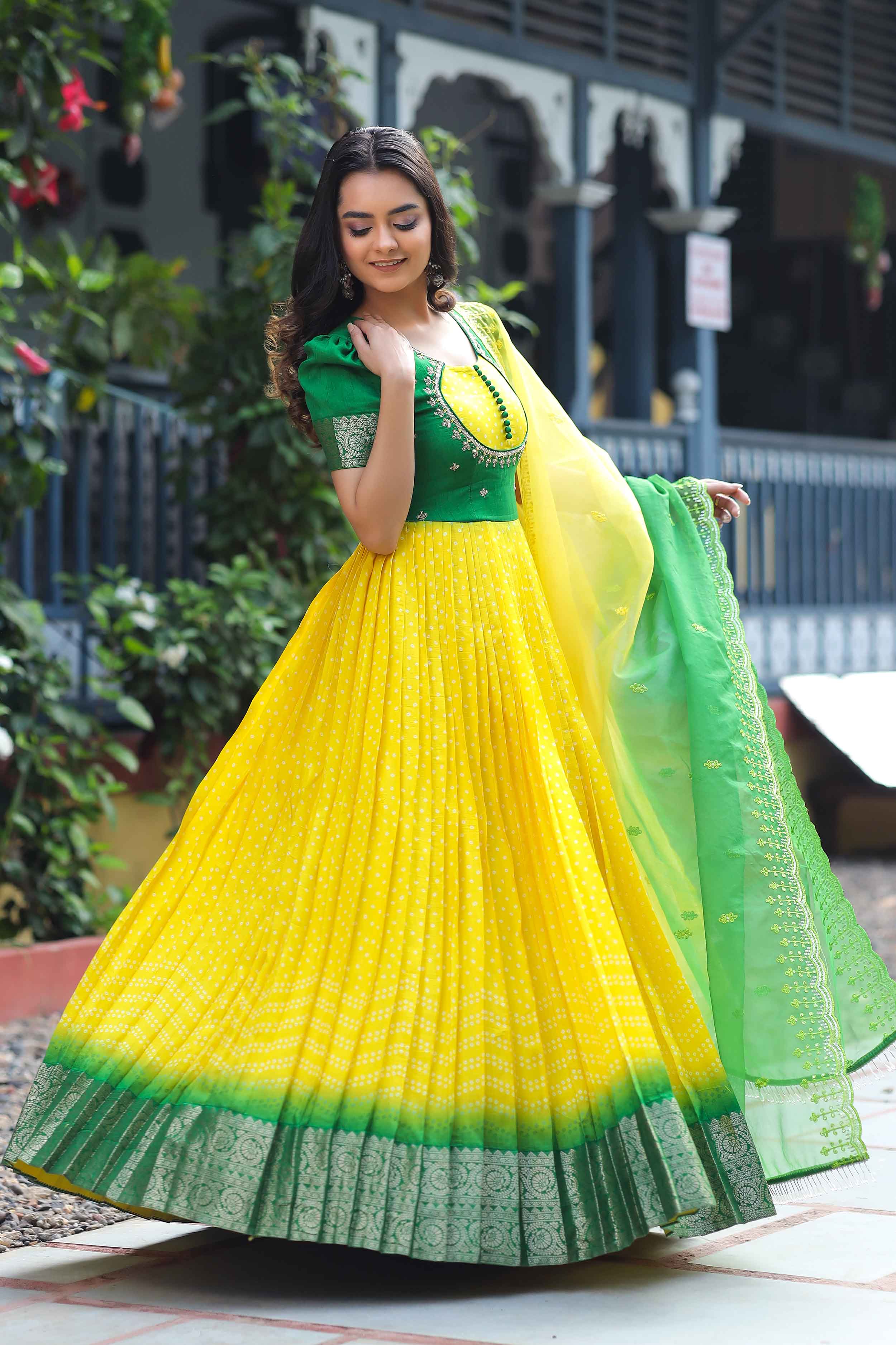 yellow anarkali dress