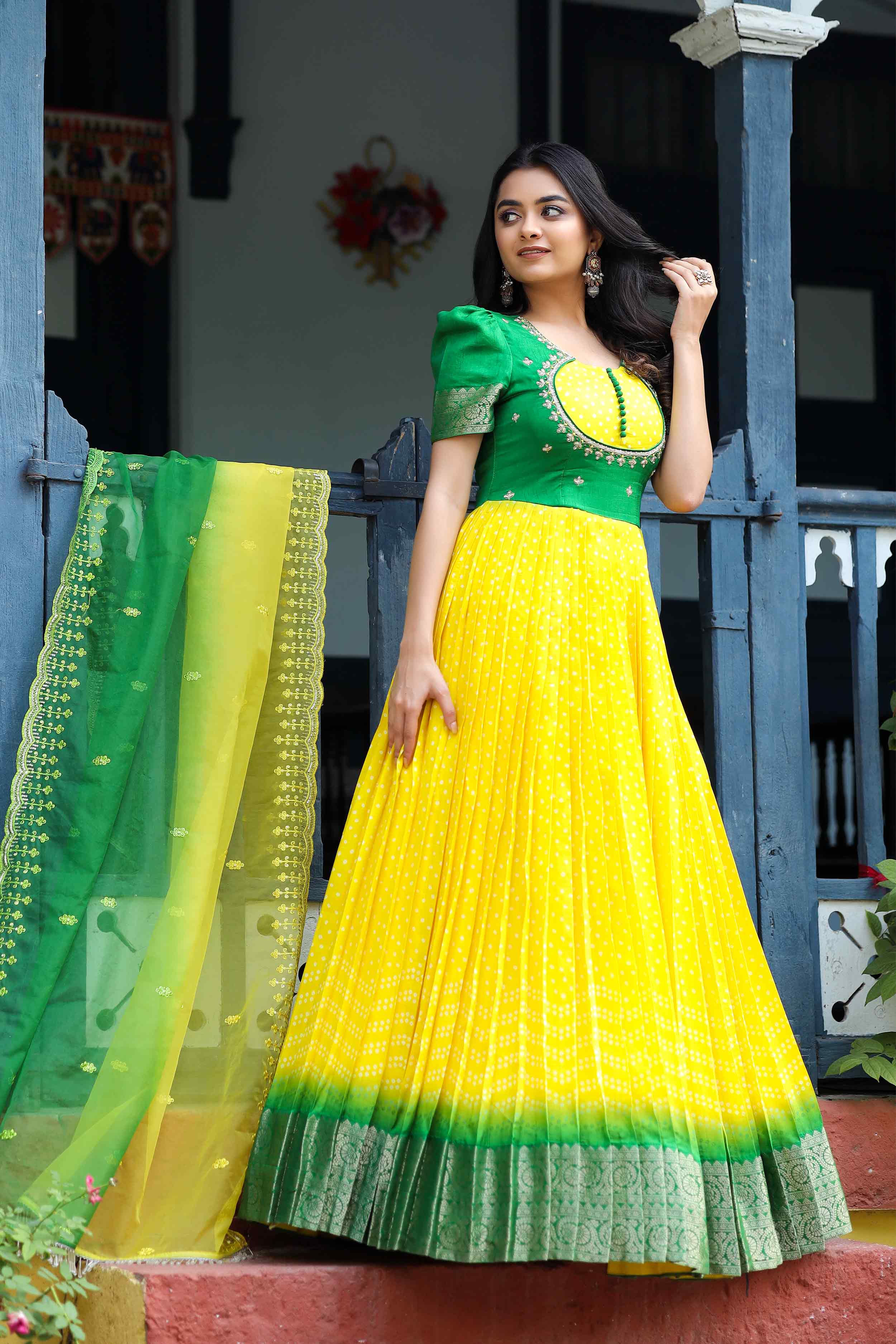 a woman in Anarkali Dress