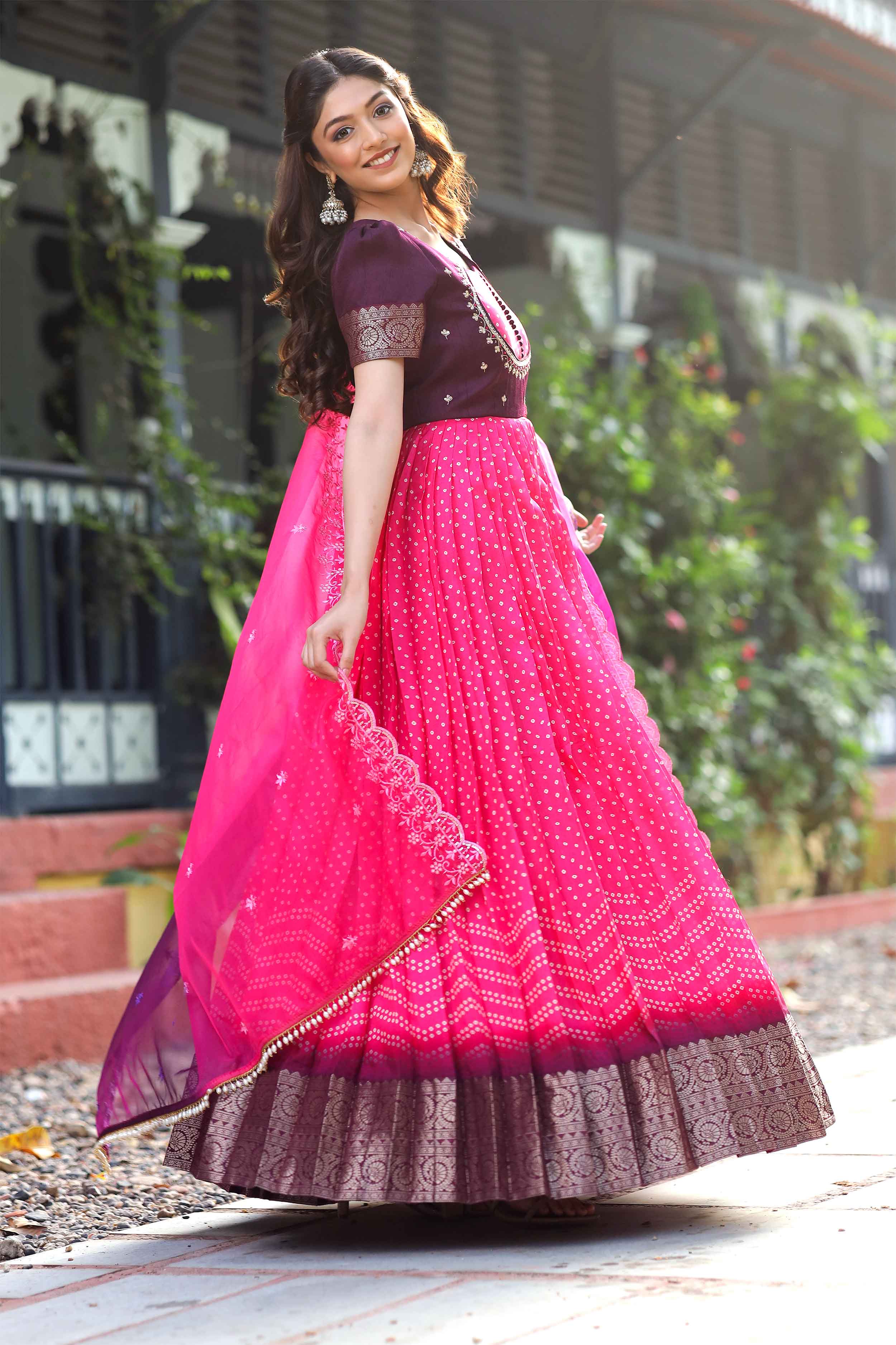 Pink Anarkali dress Pink banarasi dress