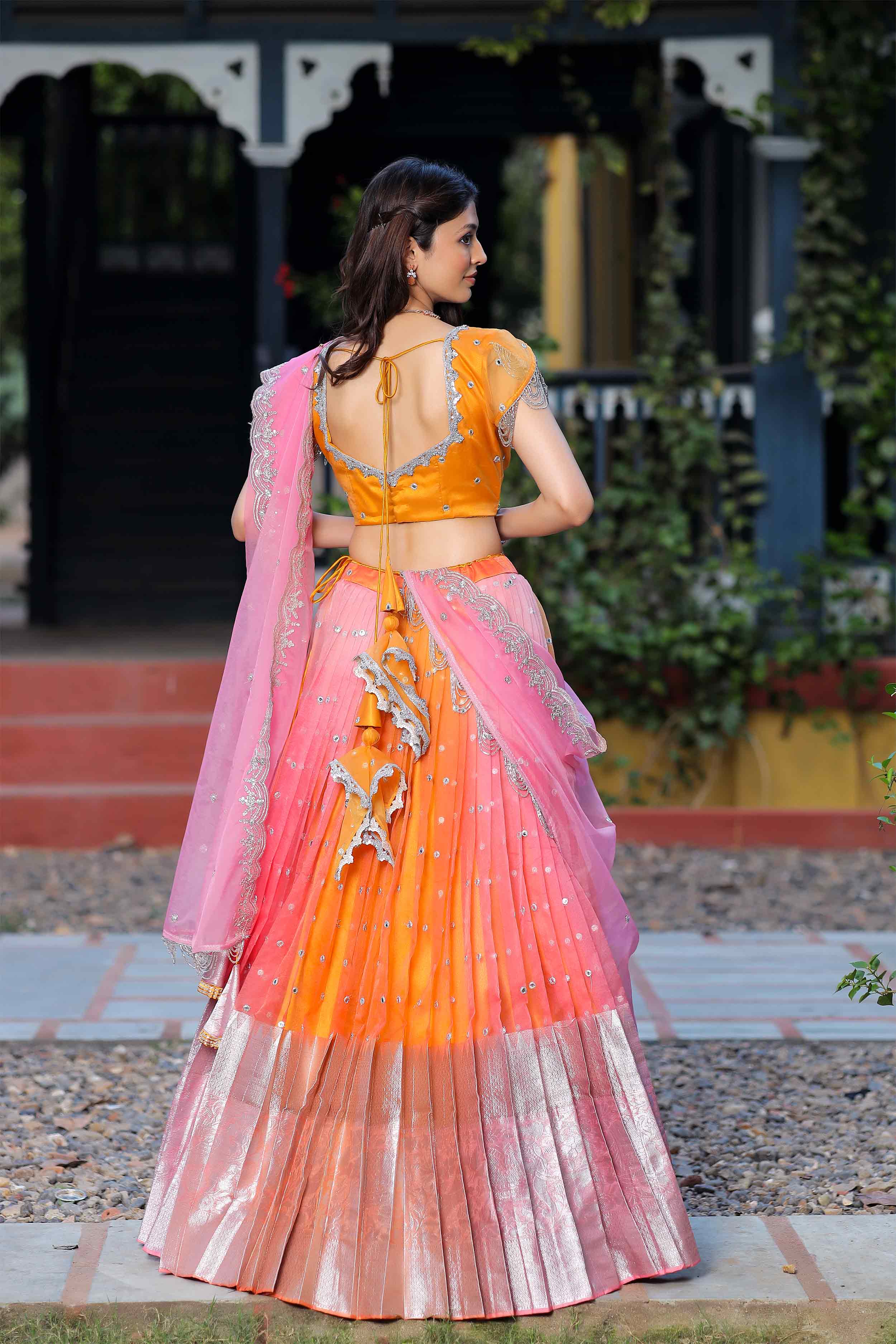 Trending lehenga saree with designer embroidery sequence work blouse-  ShopLance