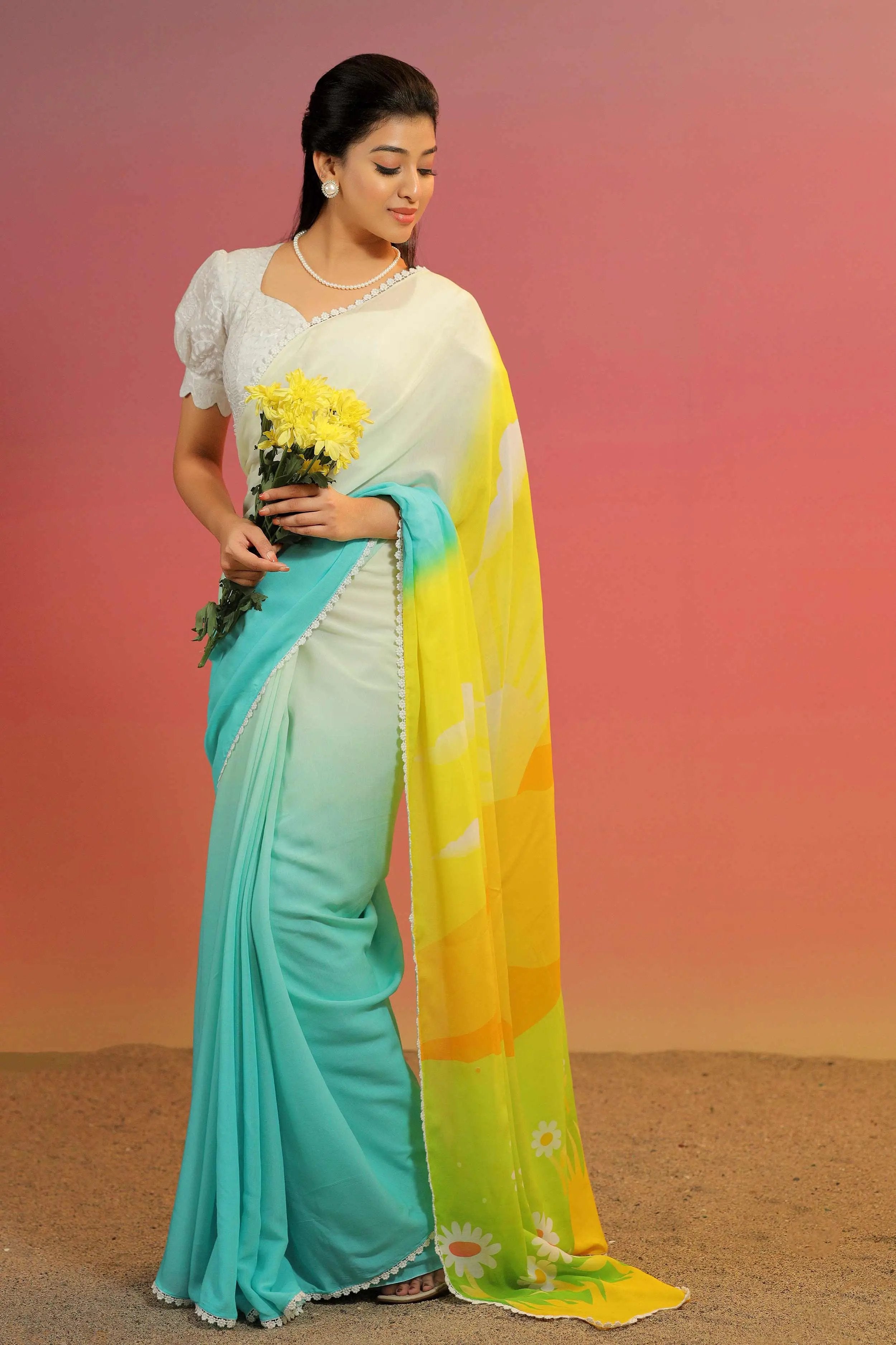 cotton gerogette Varada Saree - Bullionknot