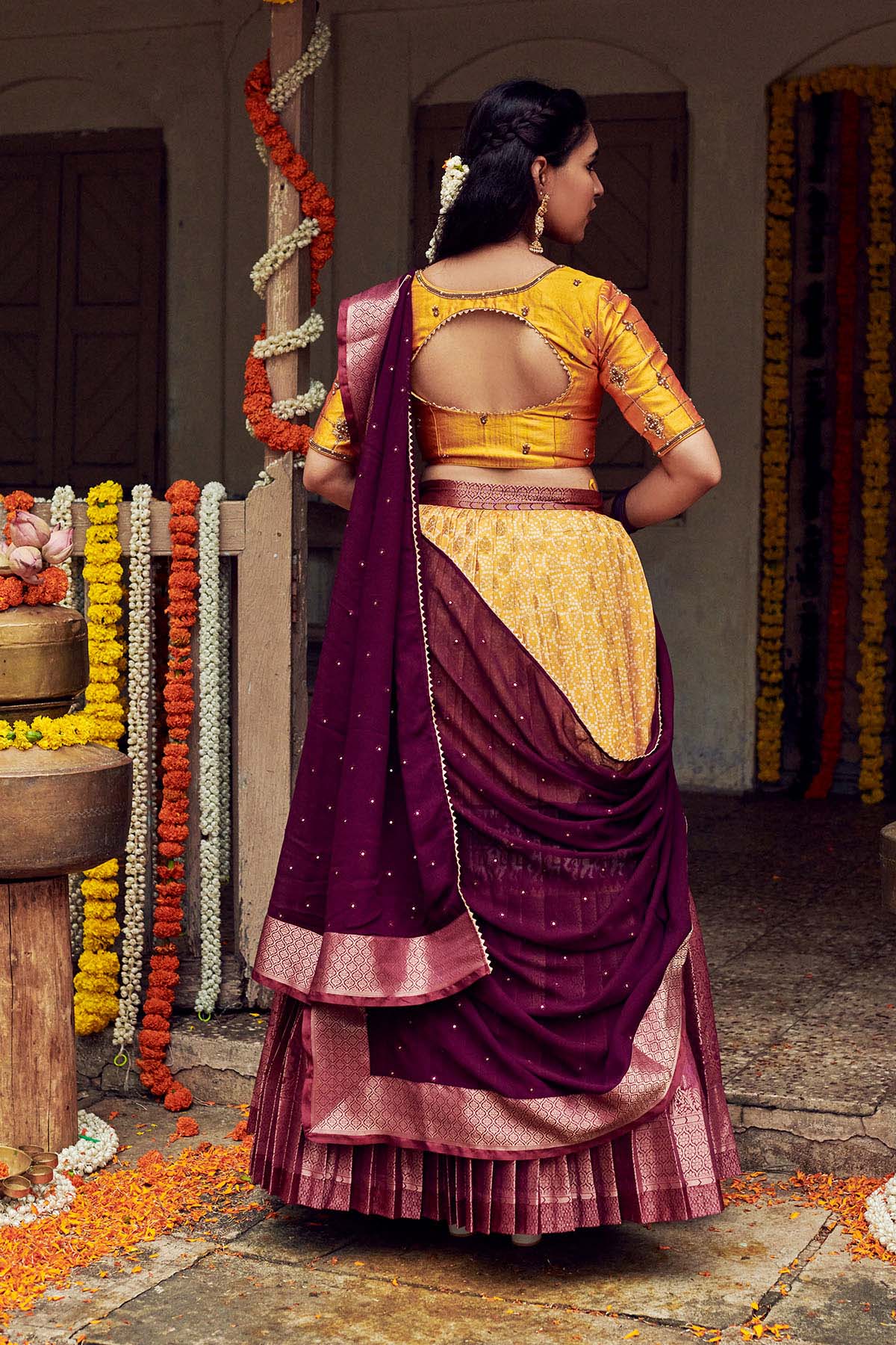 Kanjivaram Silk Traditional Zari Lehenga Choli With Unstitched Choli- Half  Saree